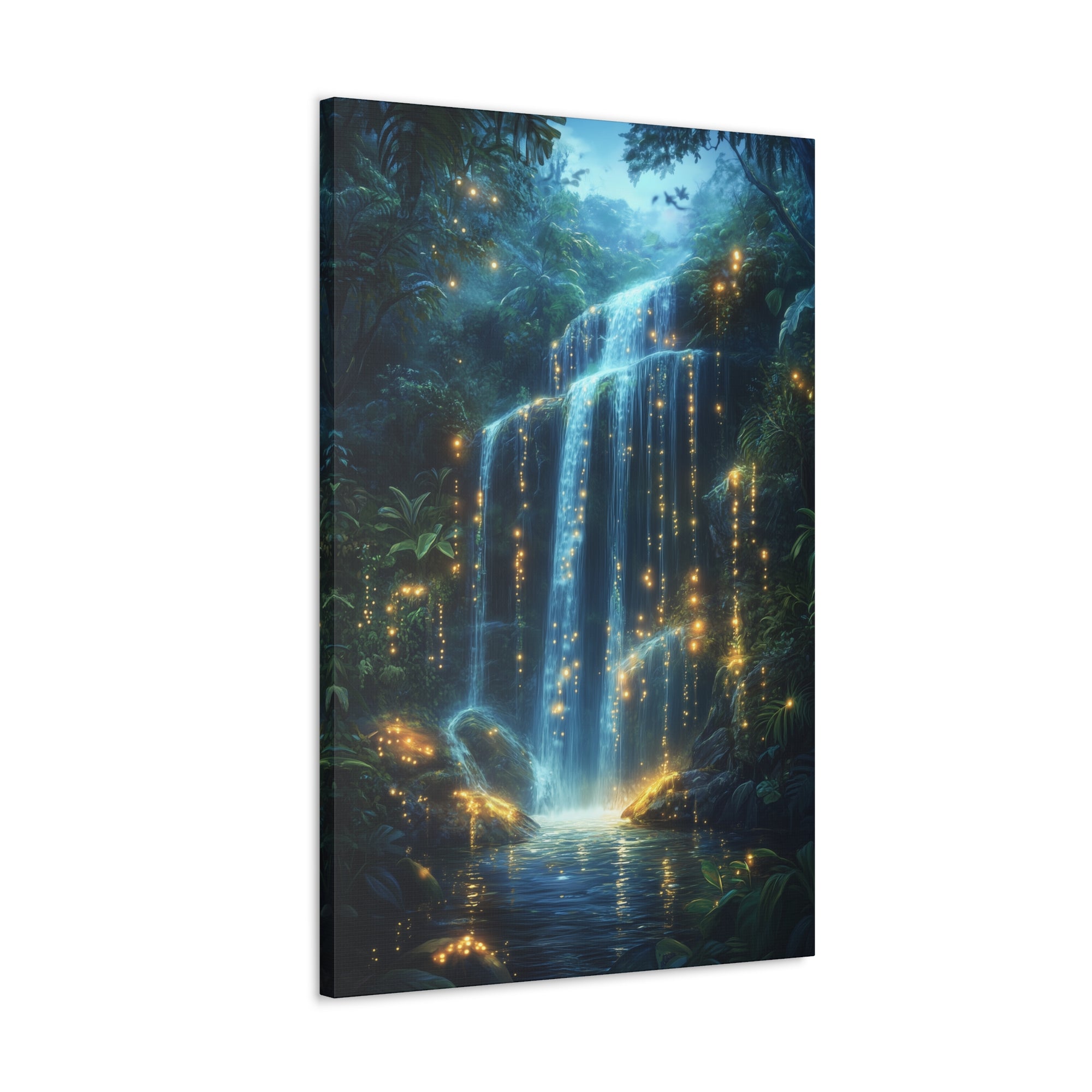 Enchanted Waterfall Oasis Canvas Wall Art - SynthFrame