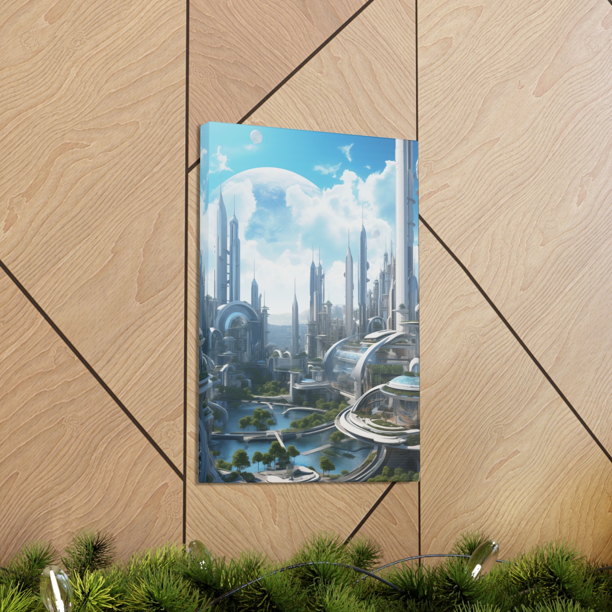 Futuristic Eco City 2 Canvas Wall Art - SynthFrame