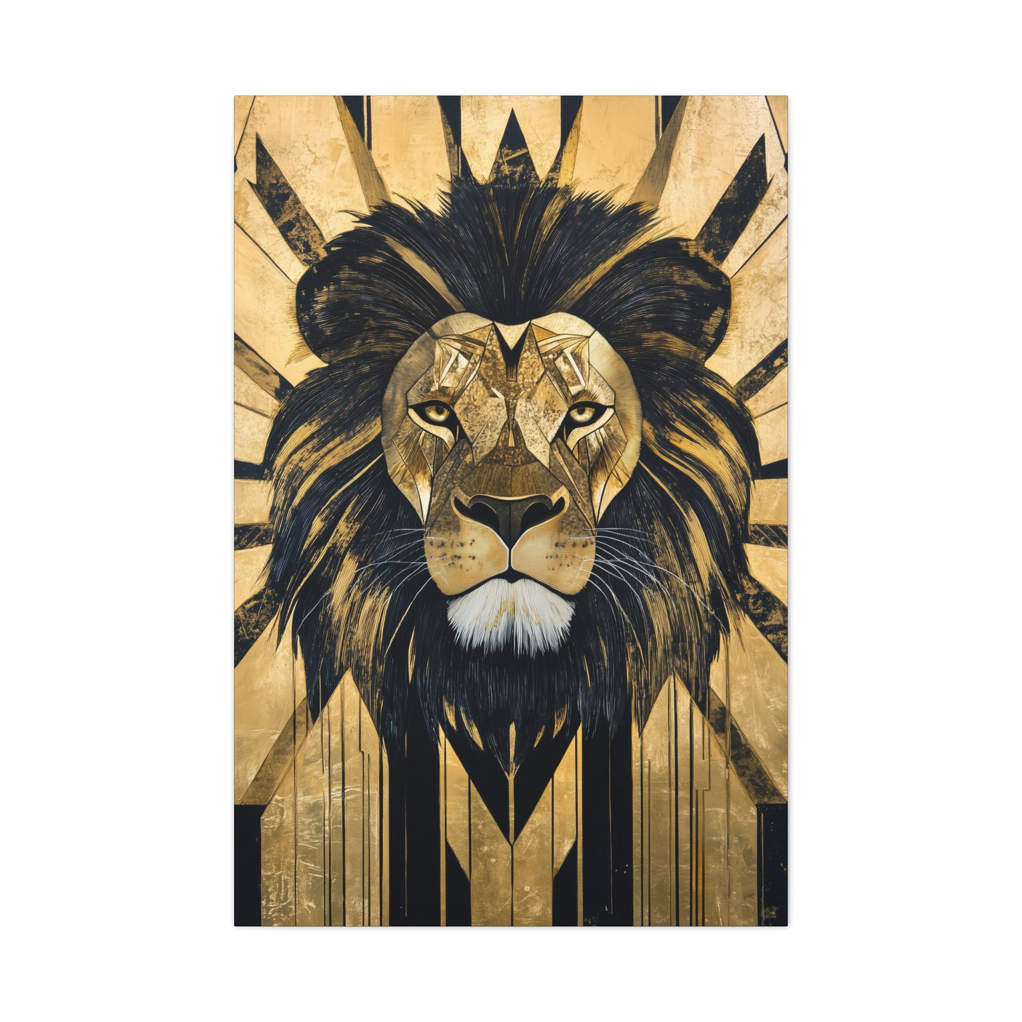 Gilded Lion Canvas Wall Art - SynthFrame