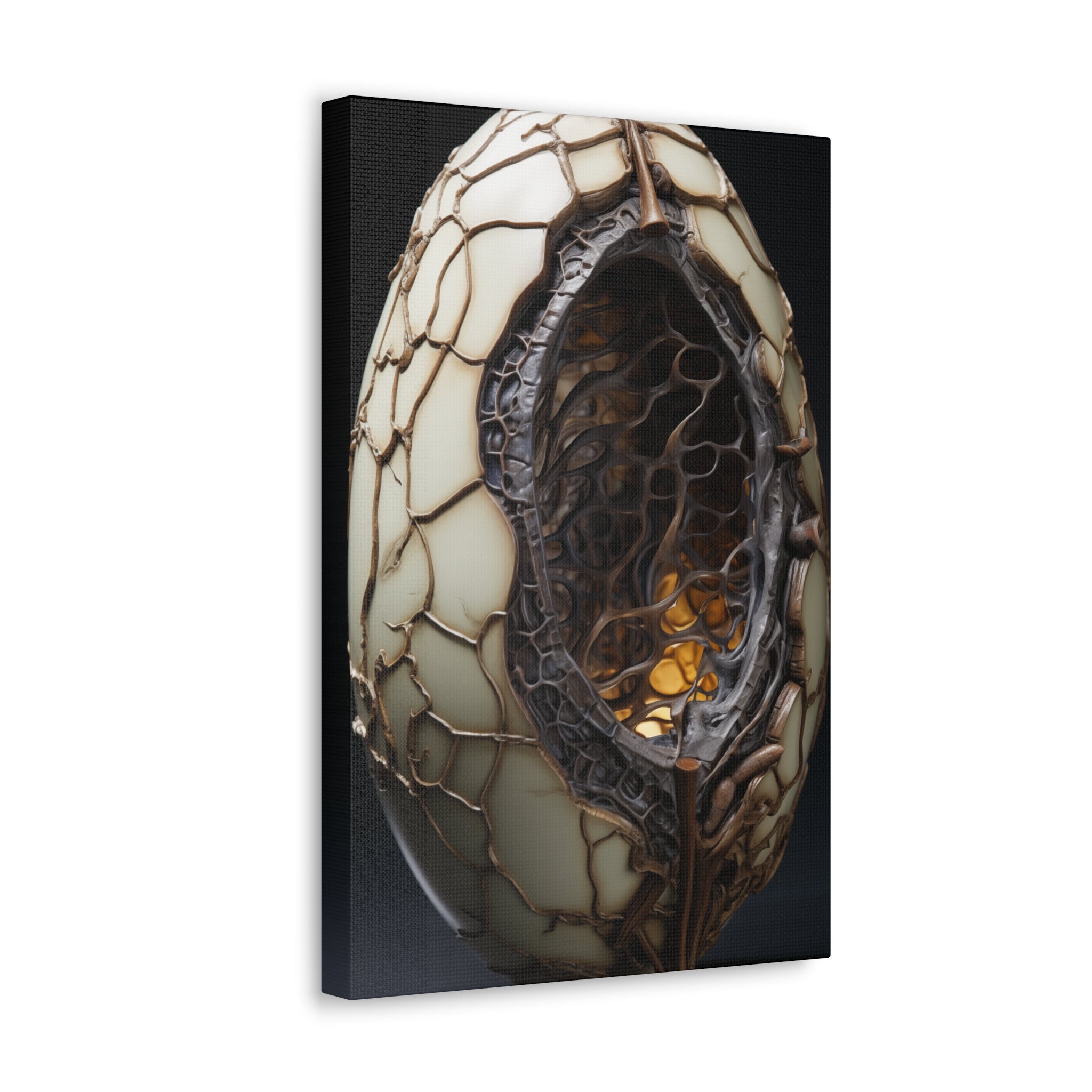 White Alien Egg 6 Canvas Wall Art - SynthFrame