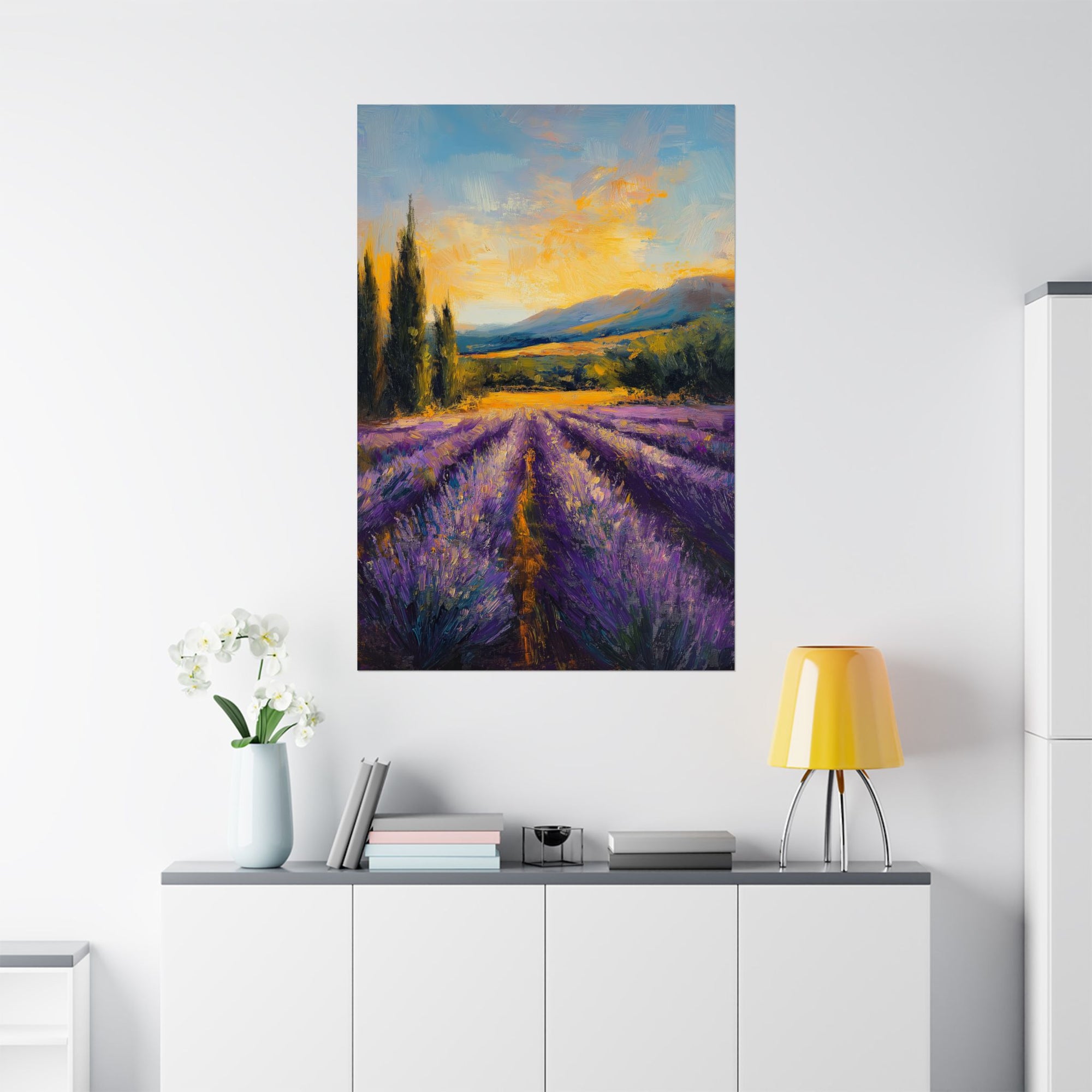 Impressionist Lavender Fields Poster Wall Art - SynthFrame