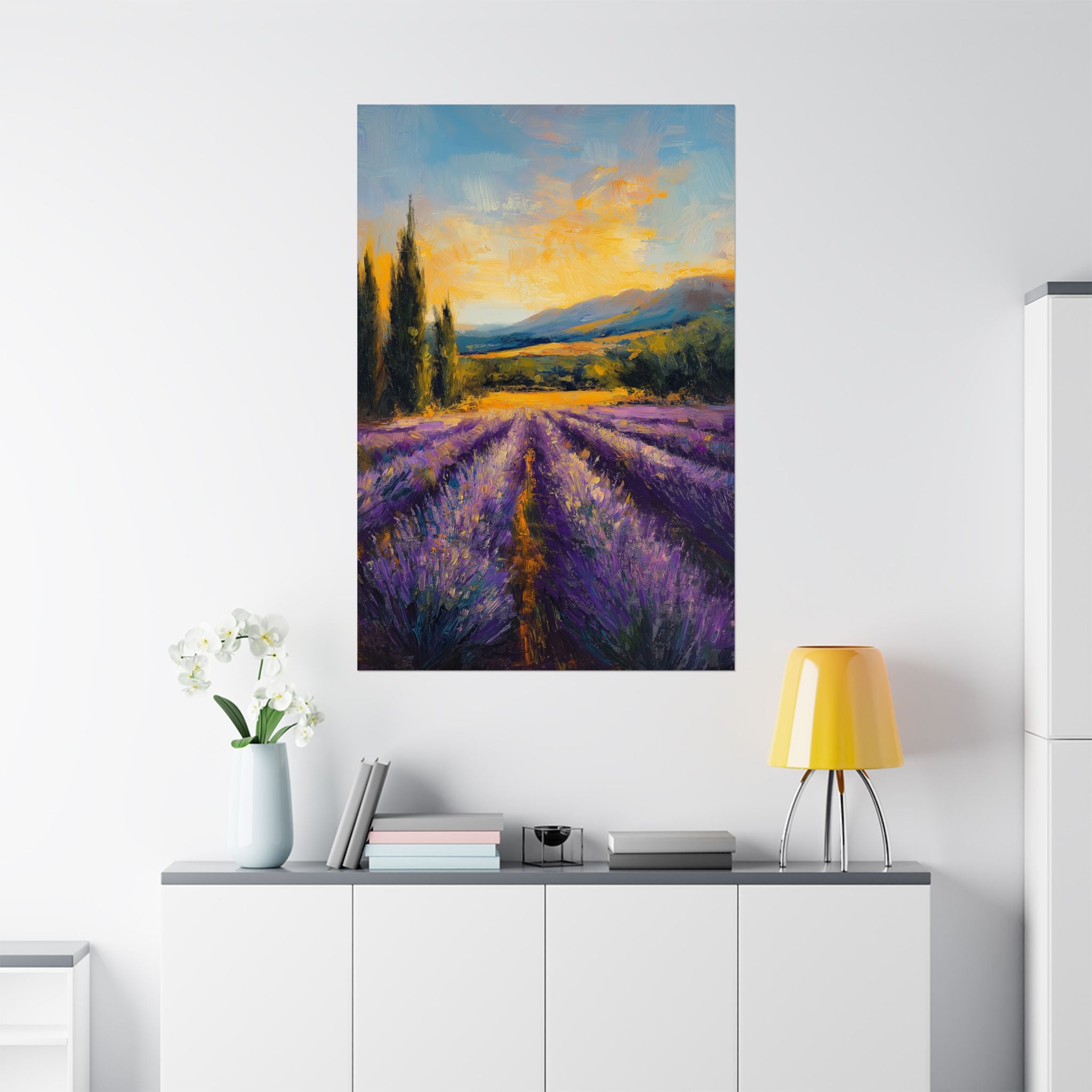 Impressionist Lavender Fields Poster Wall Art - SynthFrame