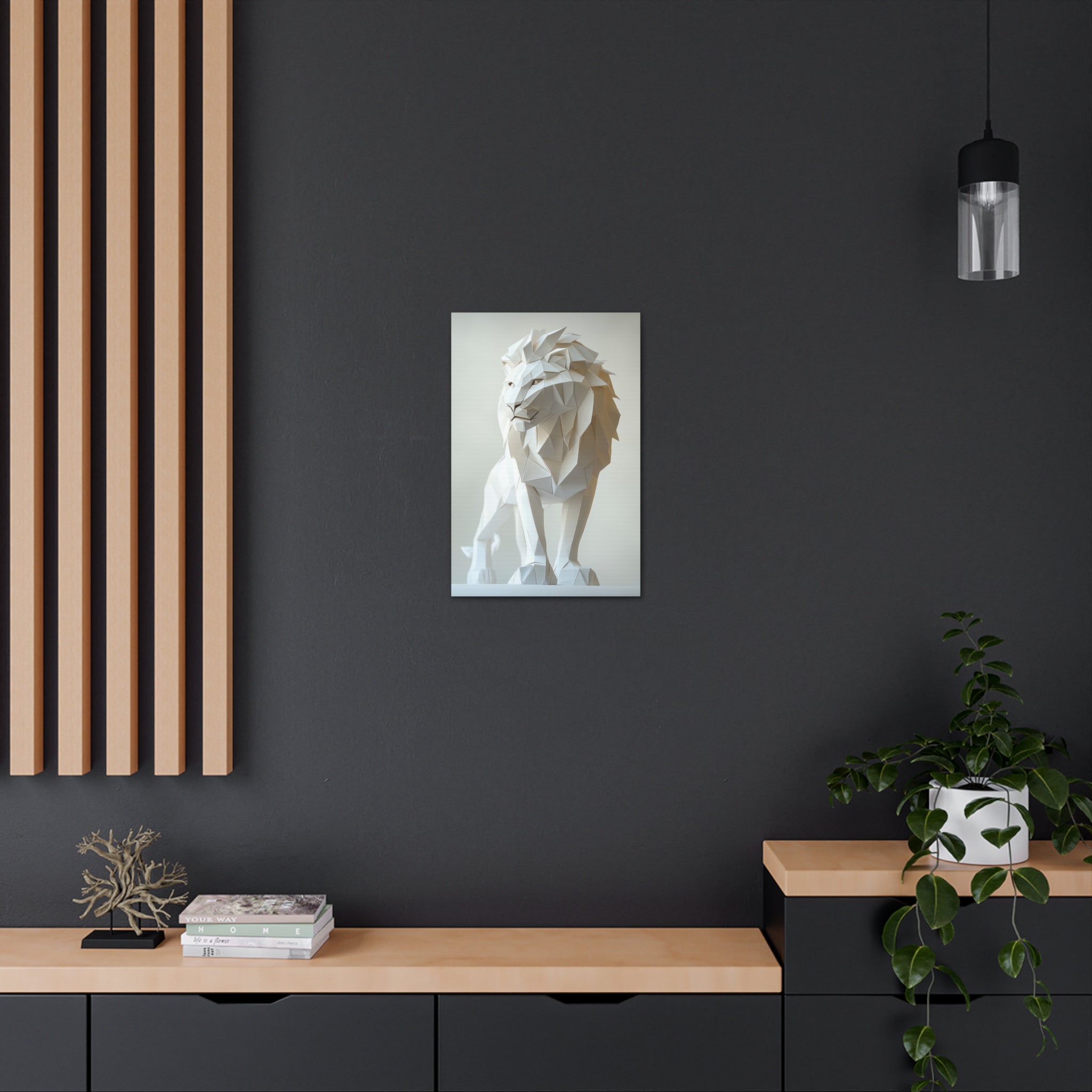 Folded Lion Canvas Wall Art - SynthFrame