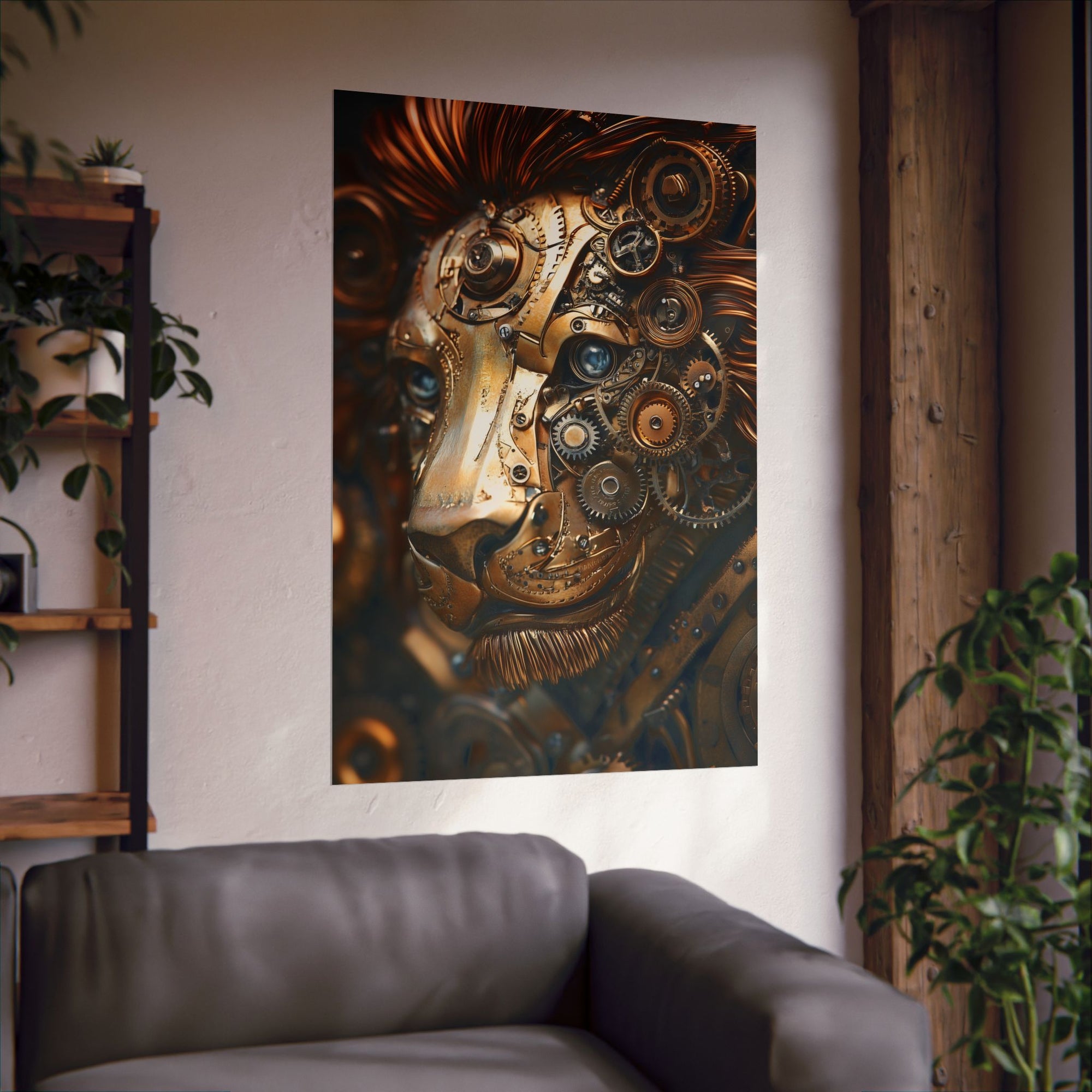 Steampunk Lion: Mechanical Marvel Poster