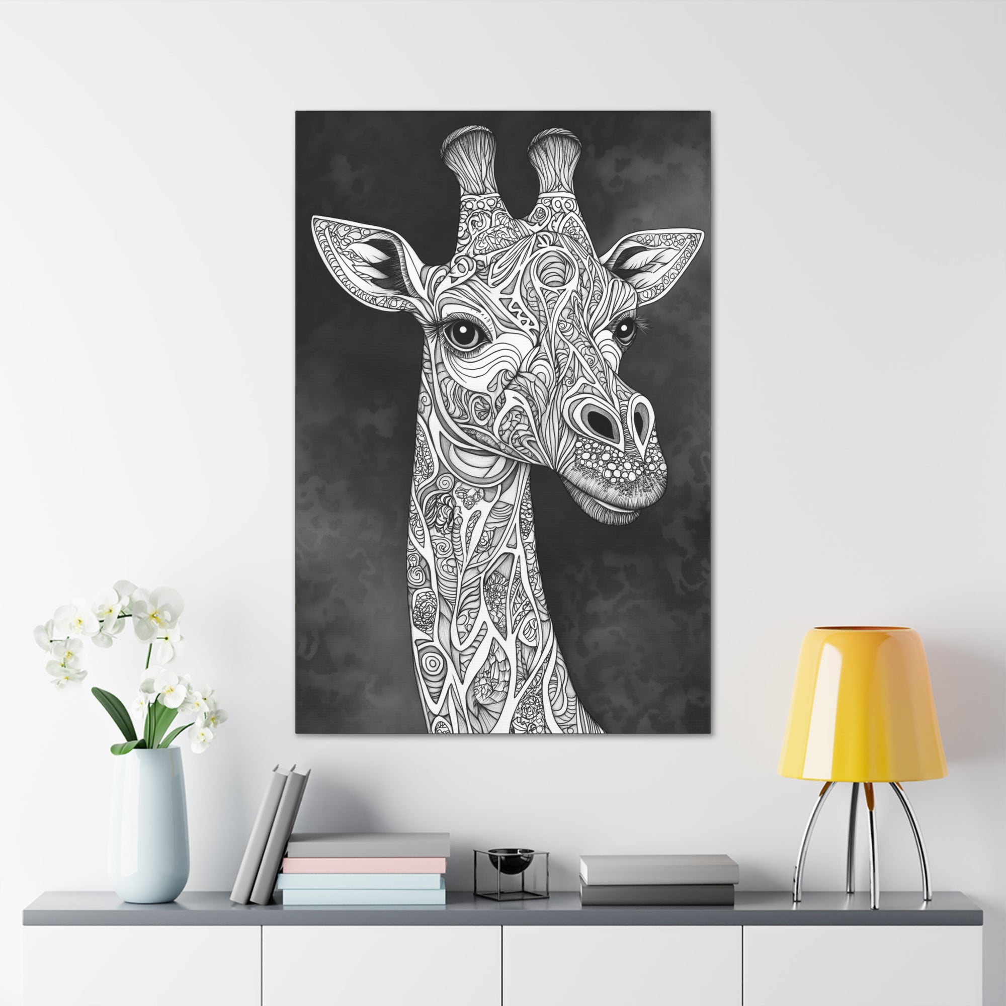 Zentangle Giraffe Canvas Wall Art - SynthFrame