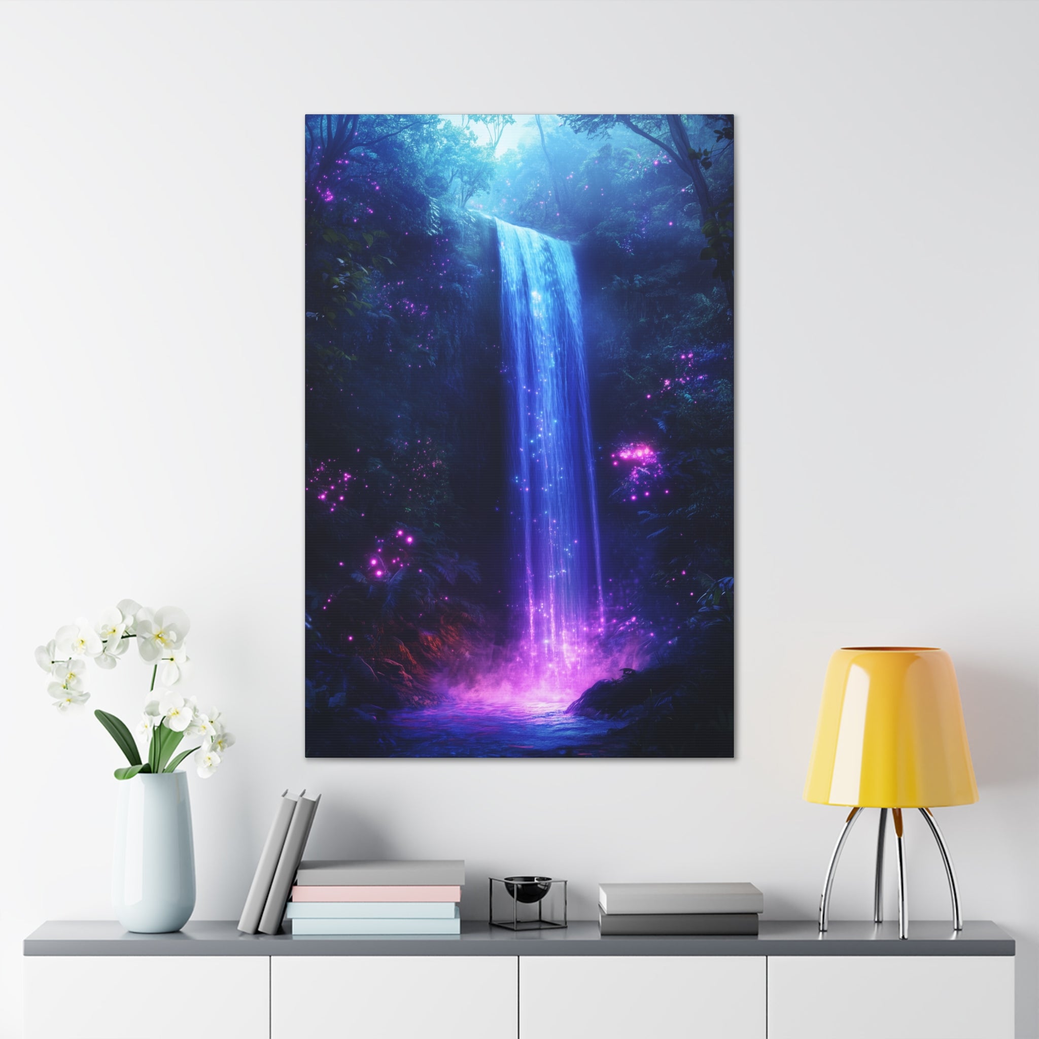 Enchanted Waterfall Oasis Canvas Wall Art - SynthFrame