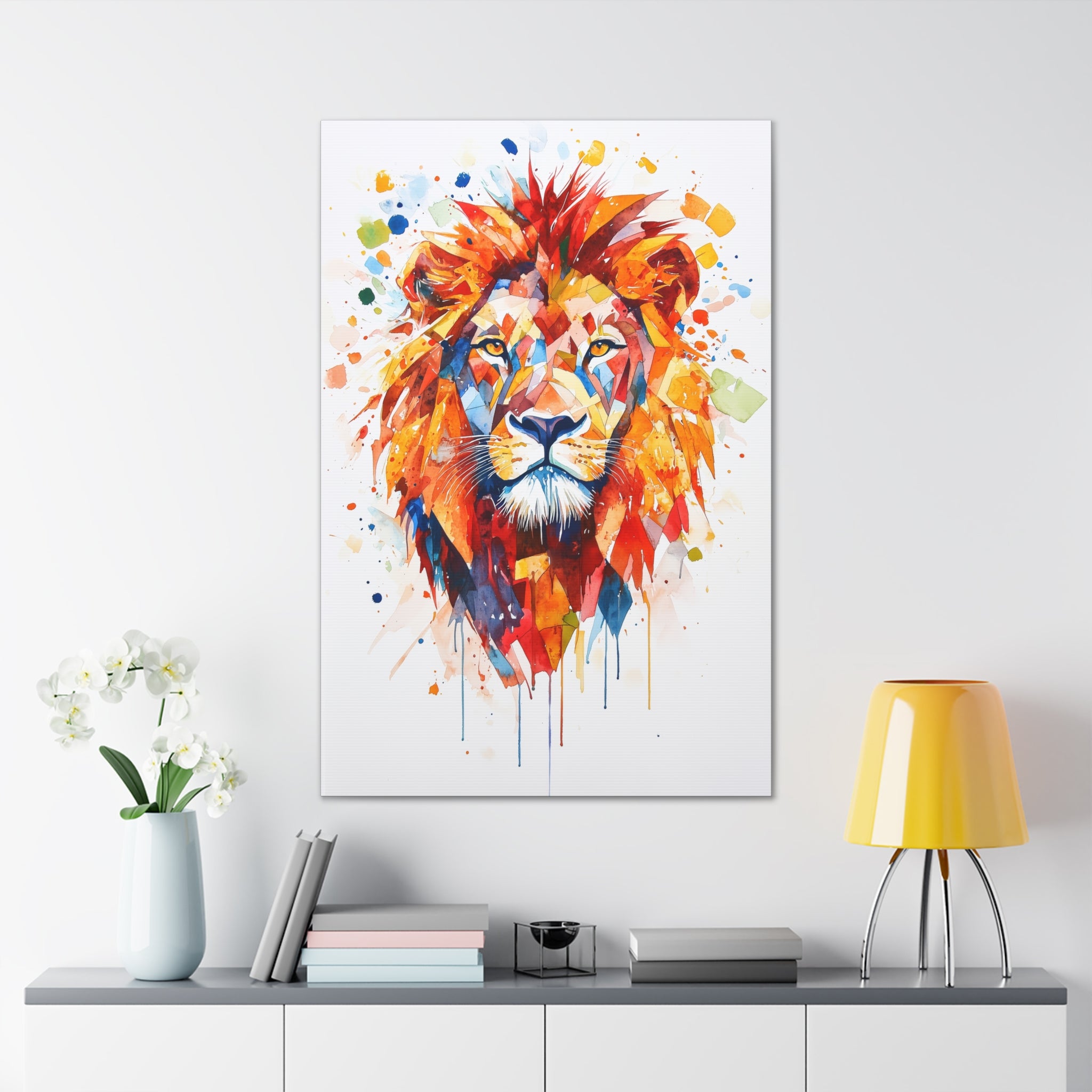 Watercolor Lion Canvas Wall Art - SynthFrame