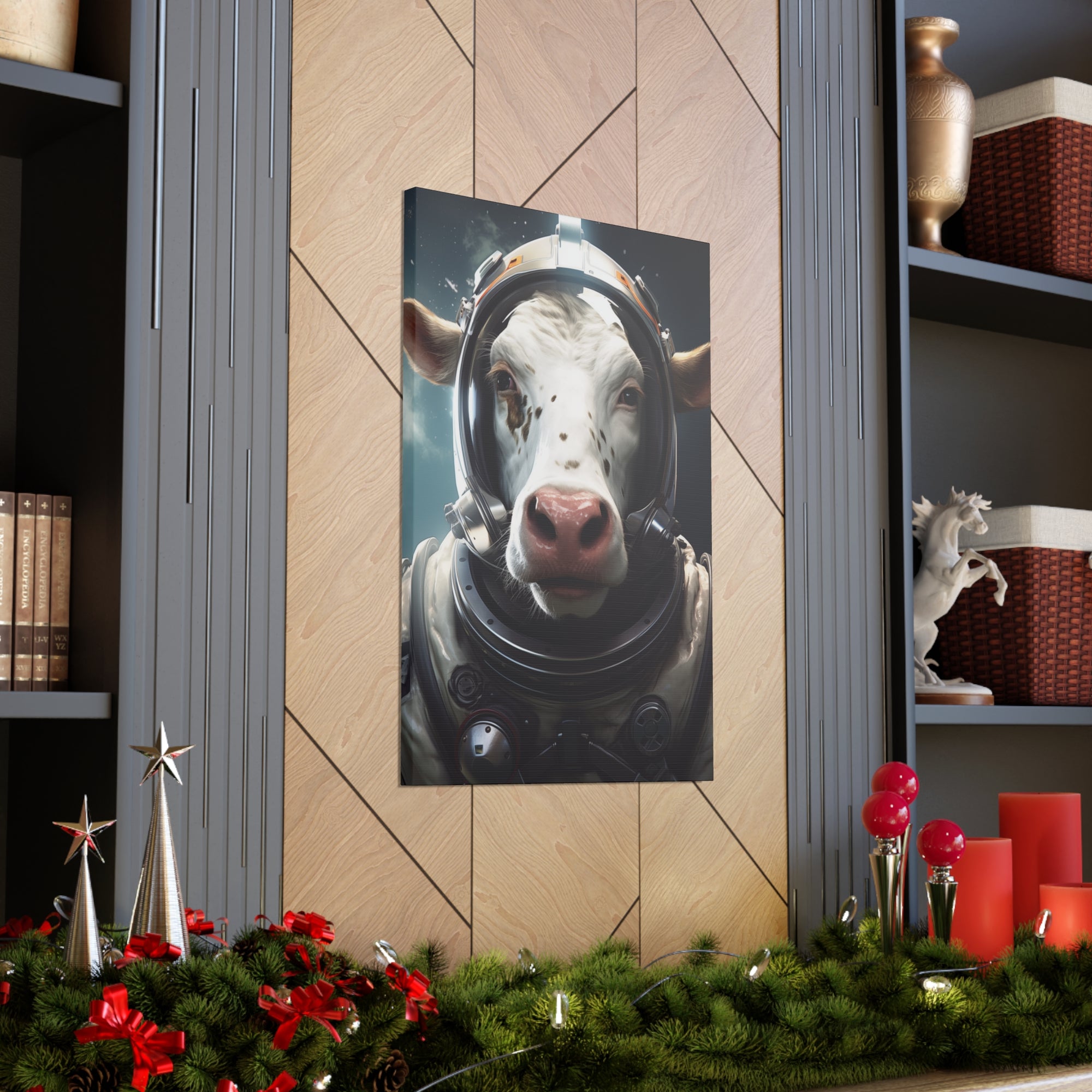 AstroCow 2 Canvas Wall Art - SynthFrame