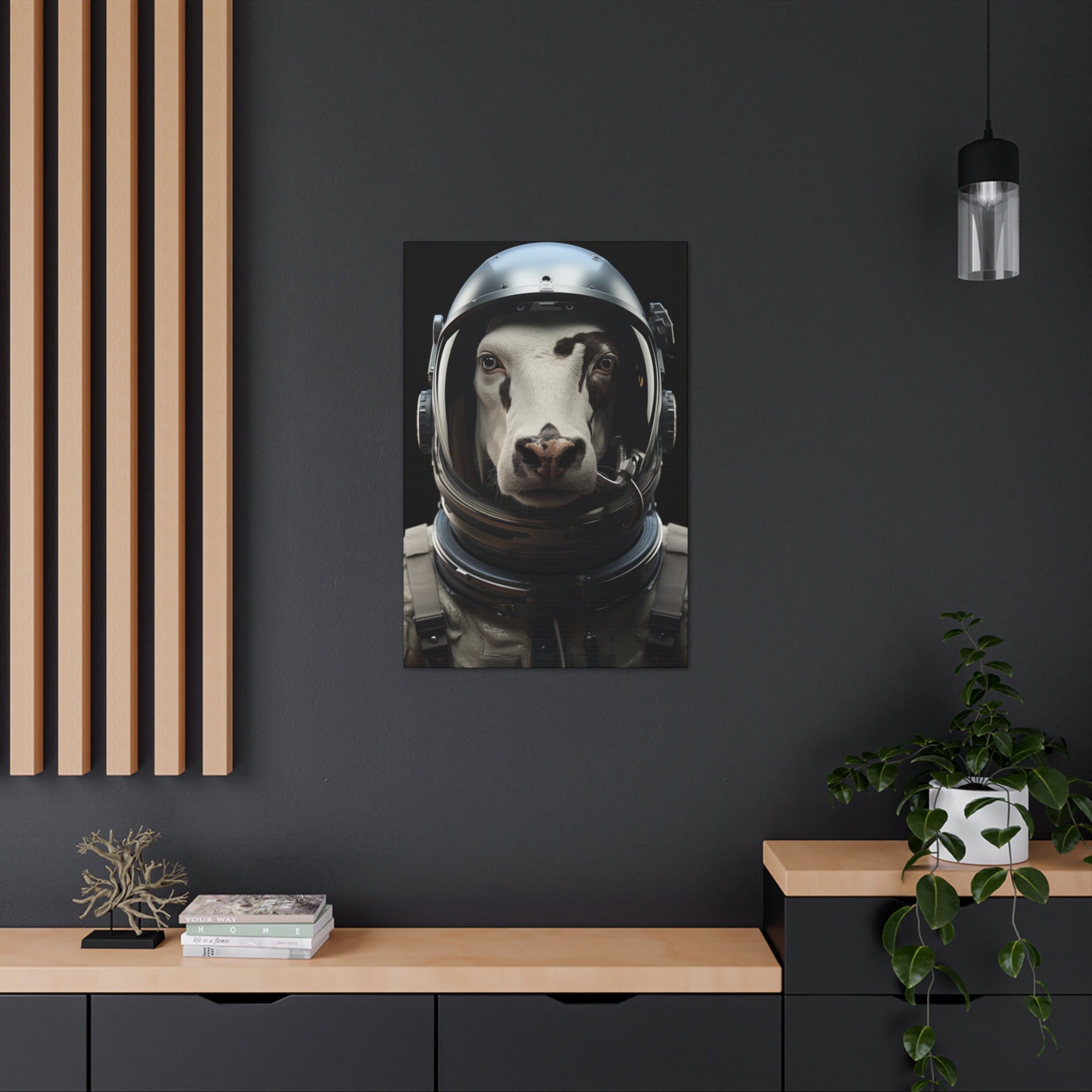 AstroCow 1 Canvas Wall Art - SynthFrame