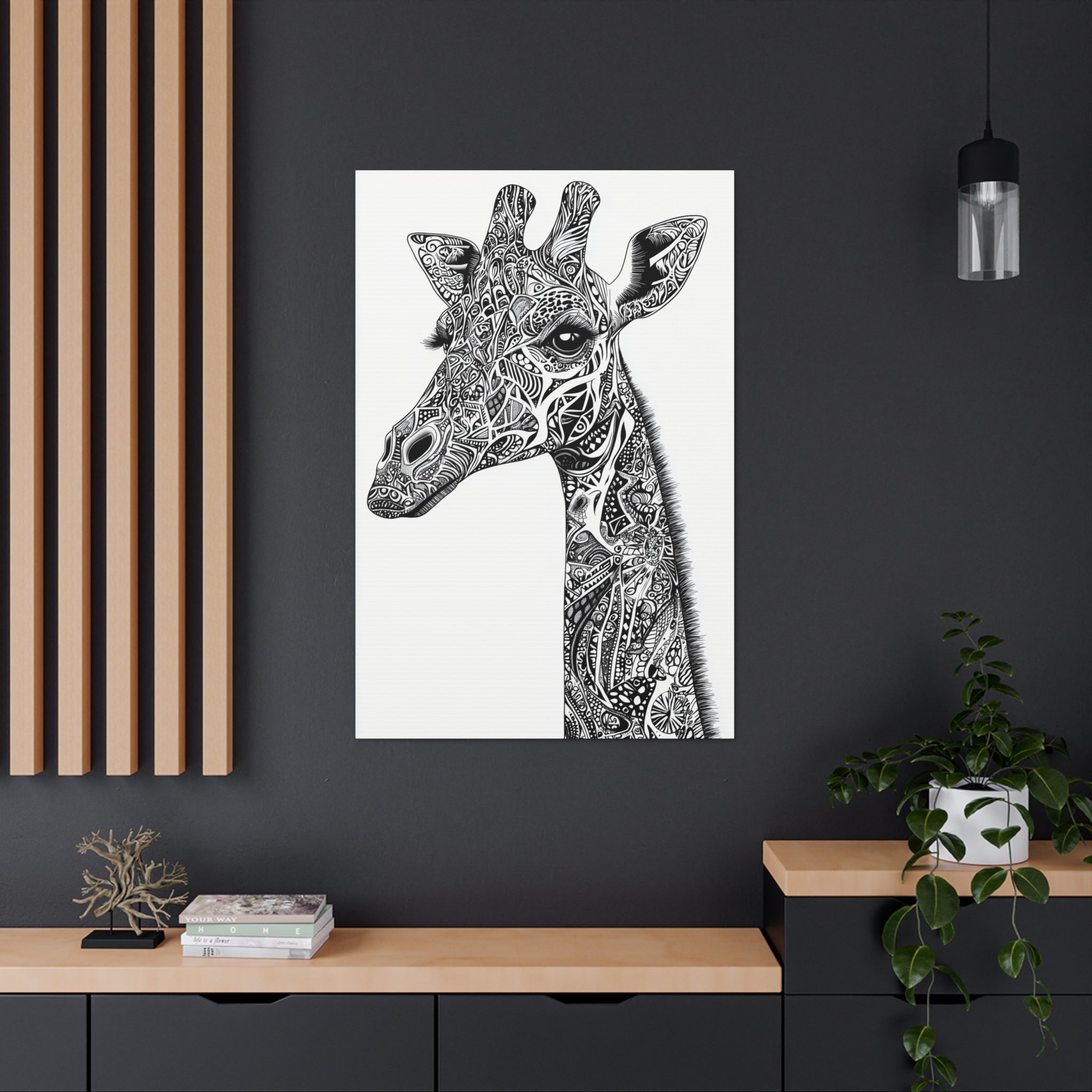 Zentangle Giraffe Canvas Wall Art - SynthFrame