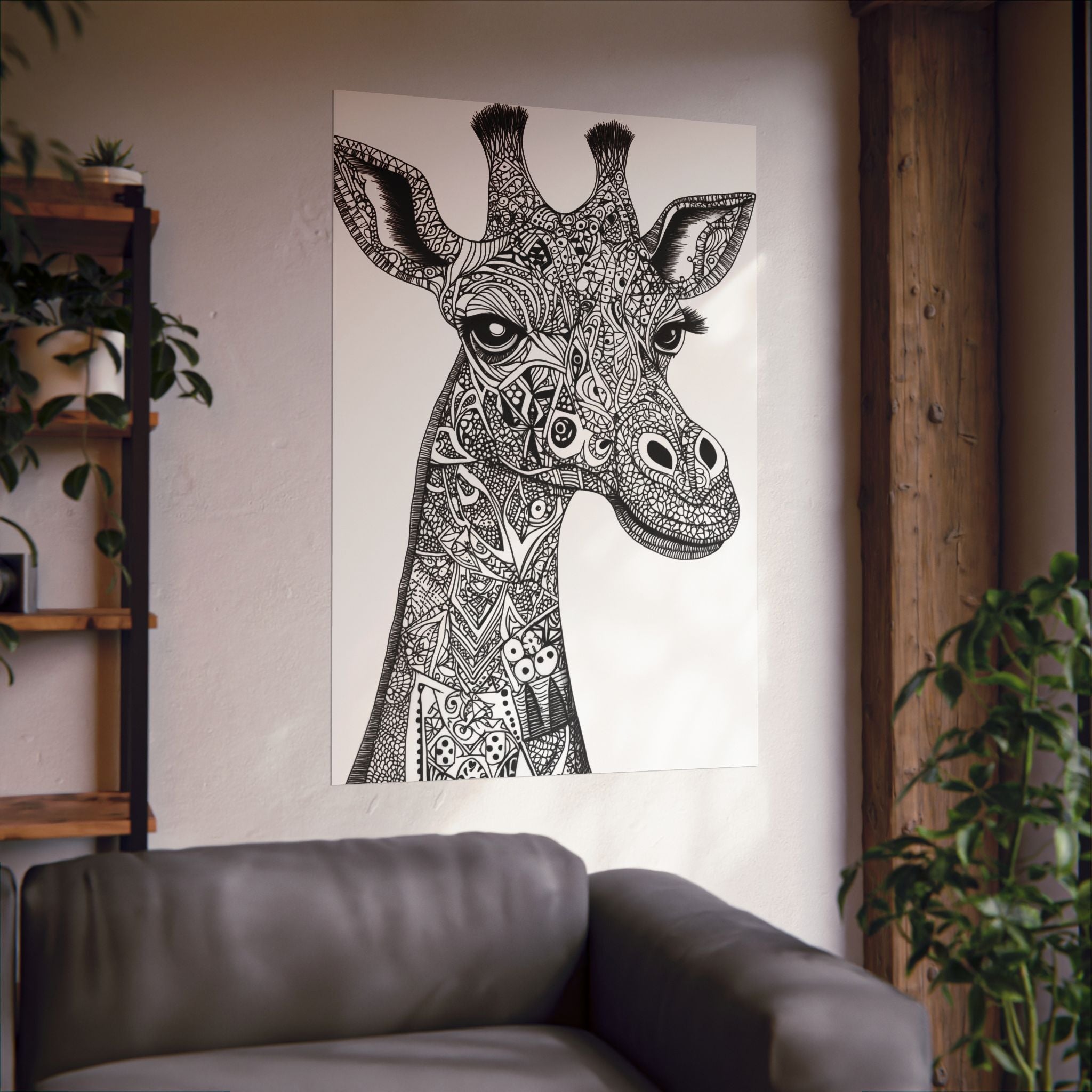 Zentangle Giraffe Poster