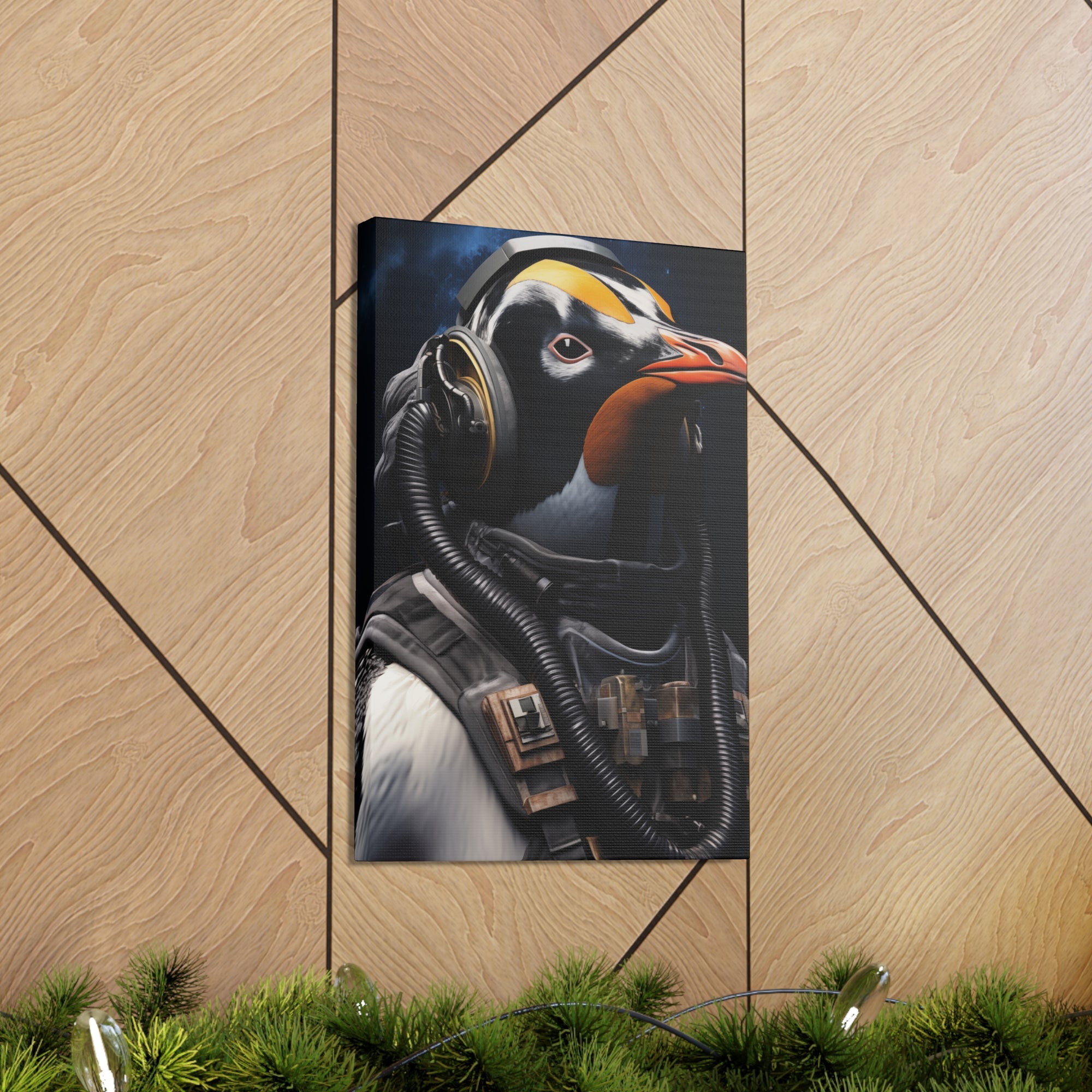 AstroPenguin 2 Canvas Wall Art - SynthFrame