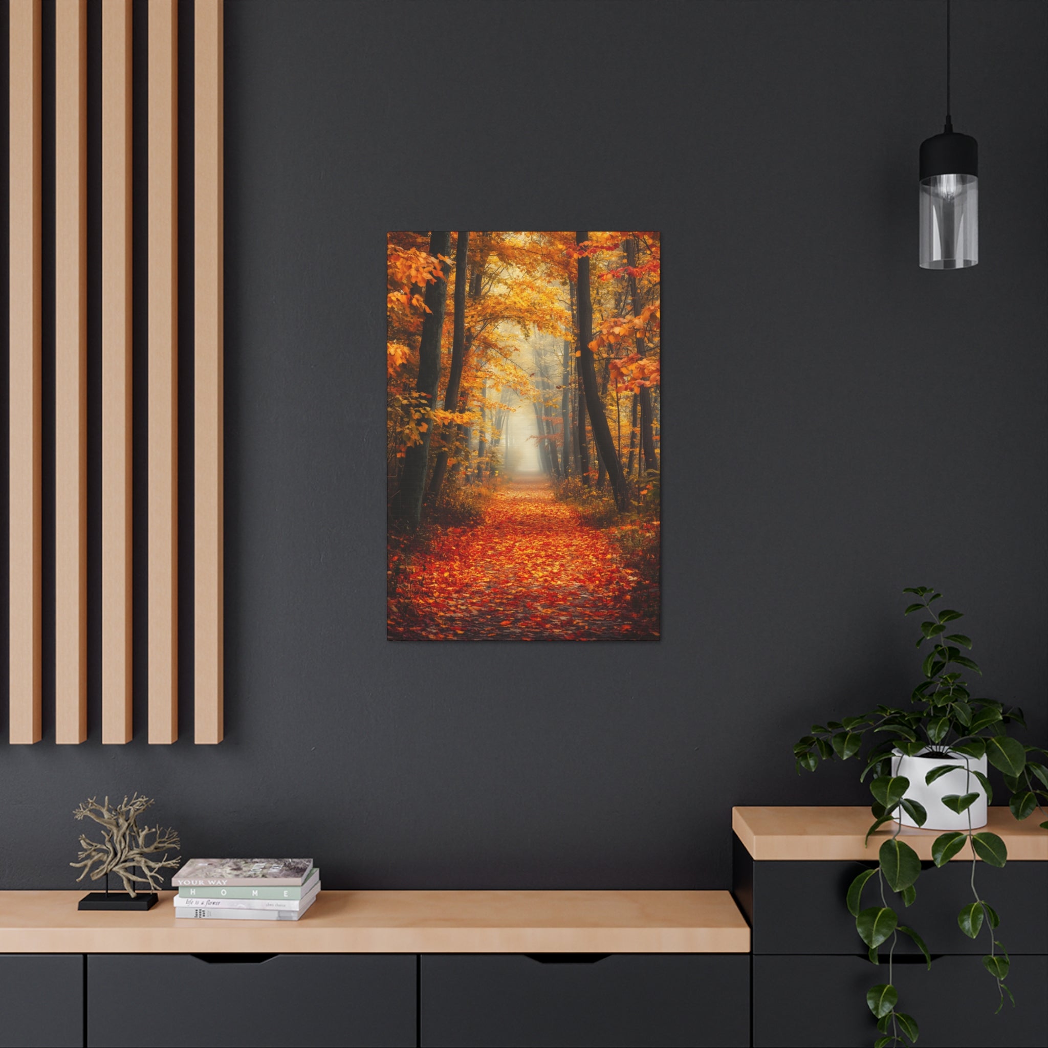 Autumn Forest Path Canvas Wall Art - SynthFrame