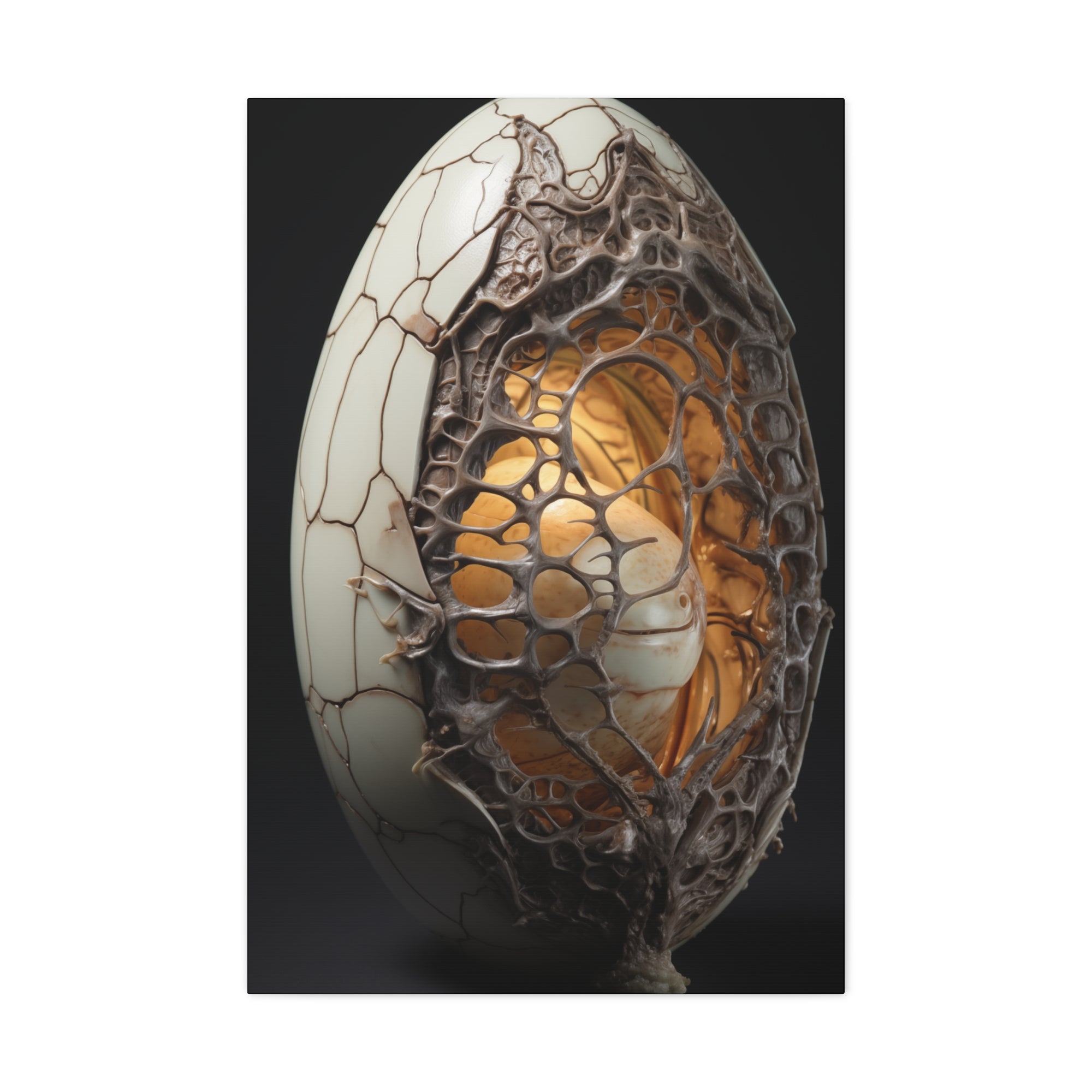 White Alien Egg 4 Canvas Wall Art - SynthFrame