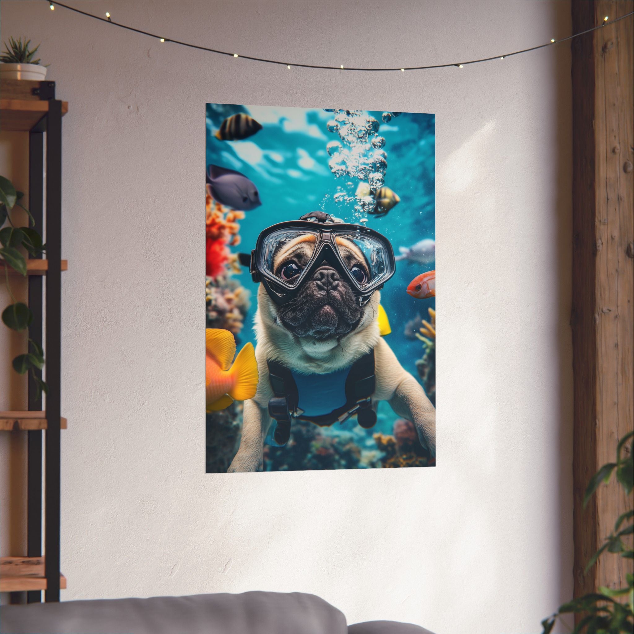 Underwater Pug Poster