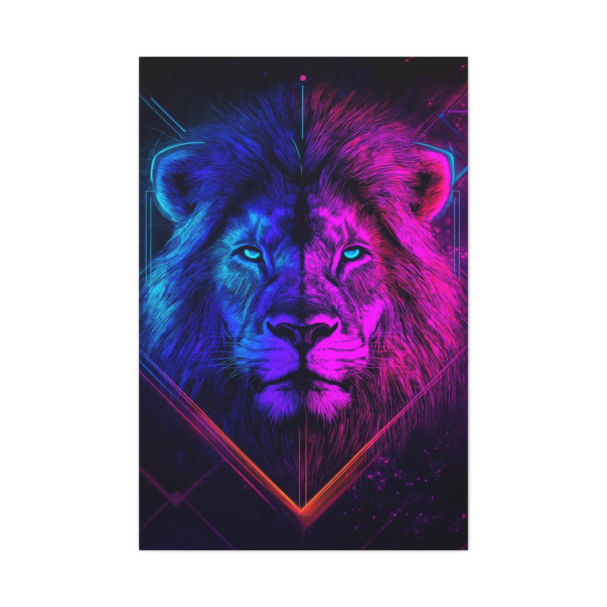 Neon Lion Canvas Wall Art - SynthFrame