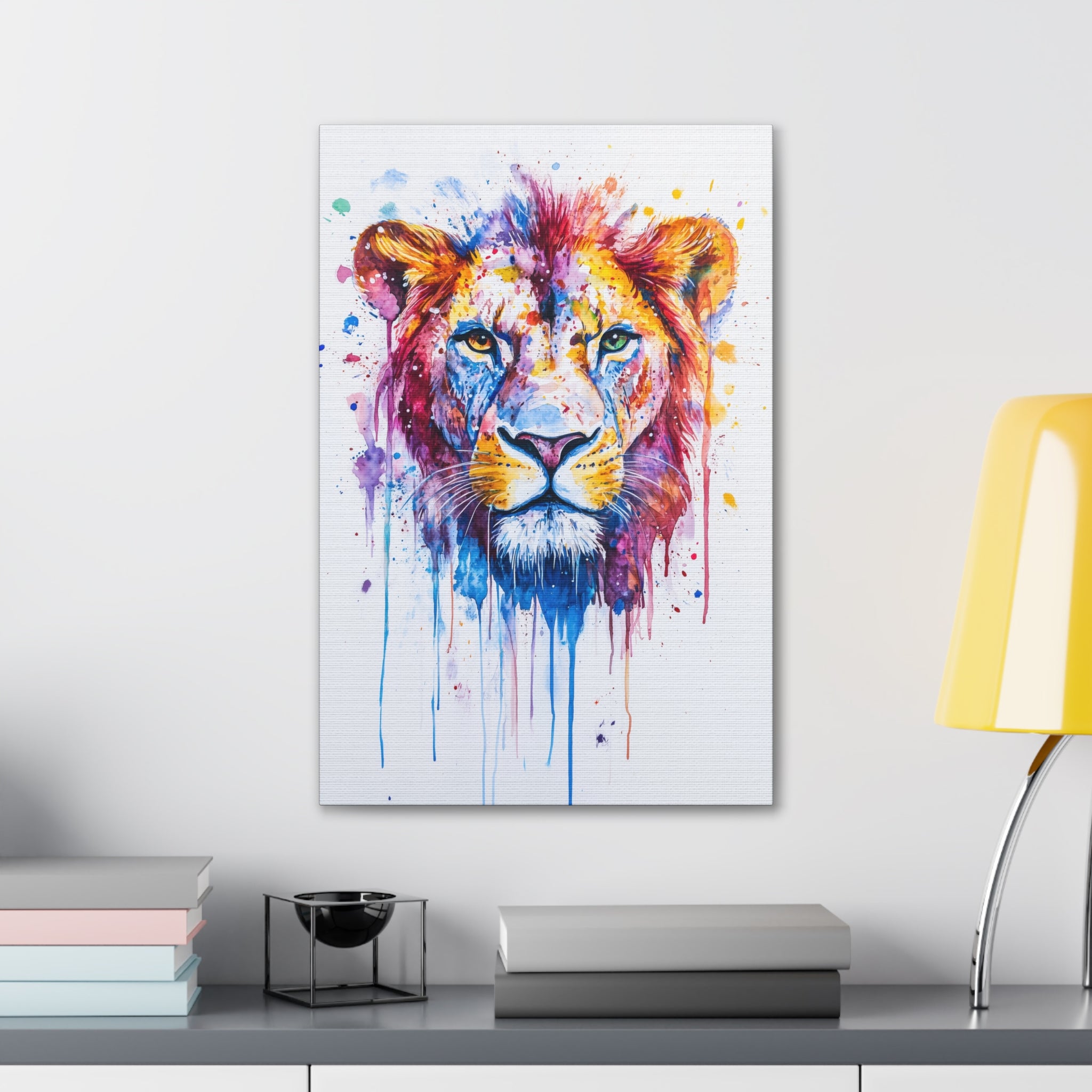 Watercolor Lion Canvas Wall Art - SynthFrame