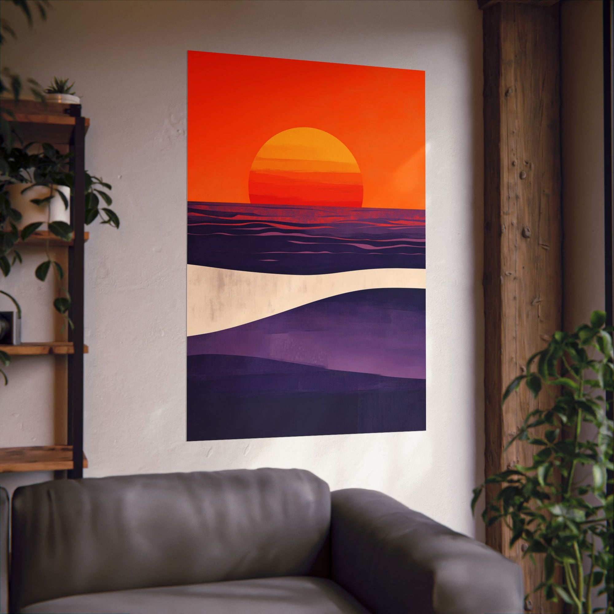 Abstract Coastal Sunset Poster Wall Art - SynthFrame