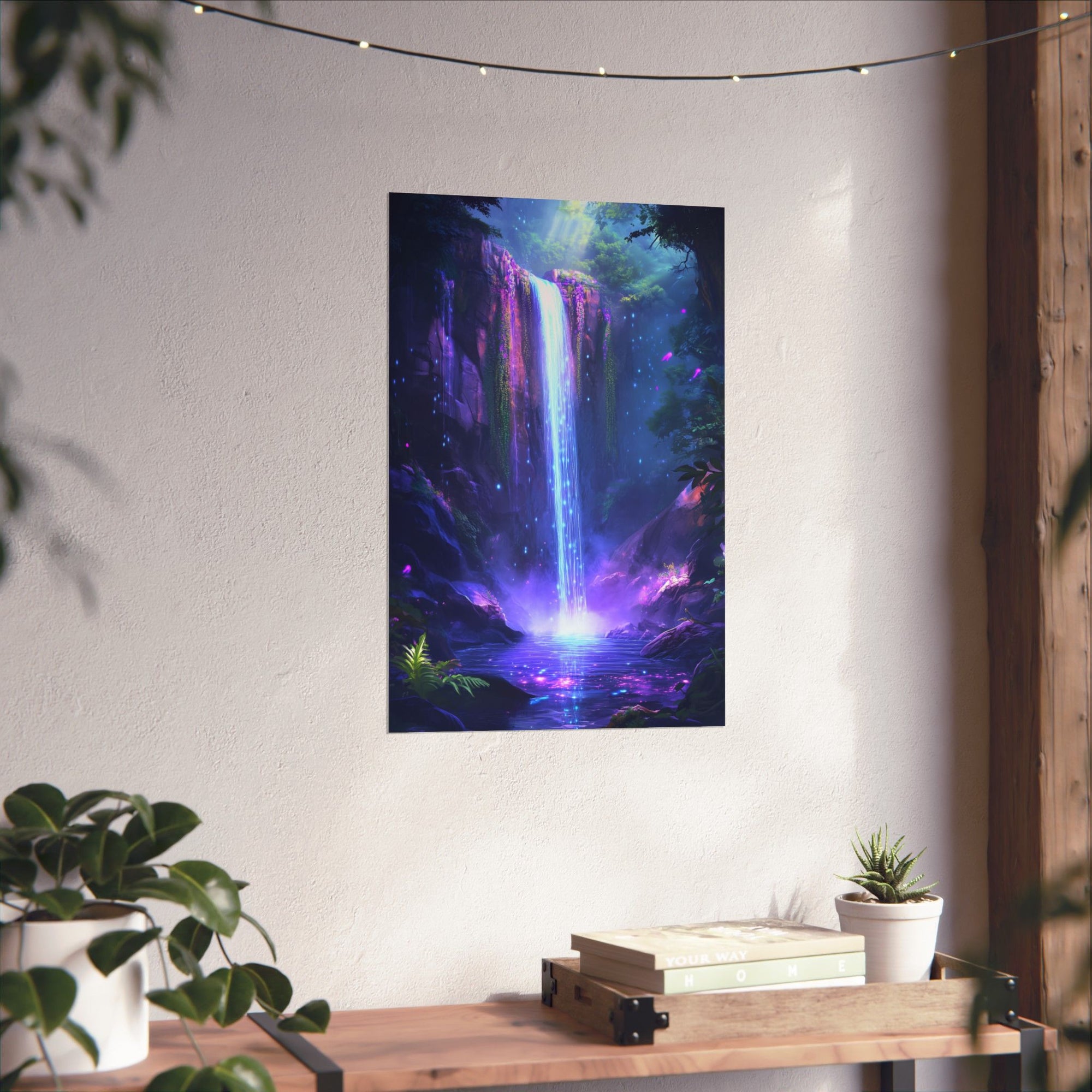 Enchanted Waterfall Oasis Poster Wall Art - SynthFrame