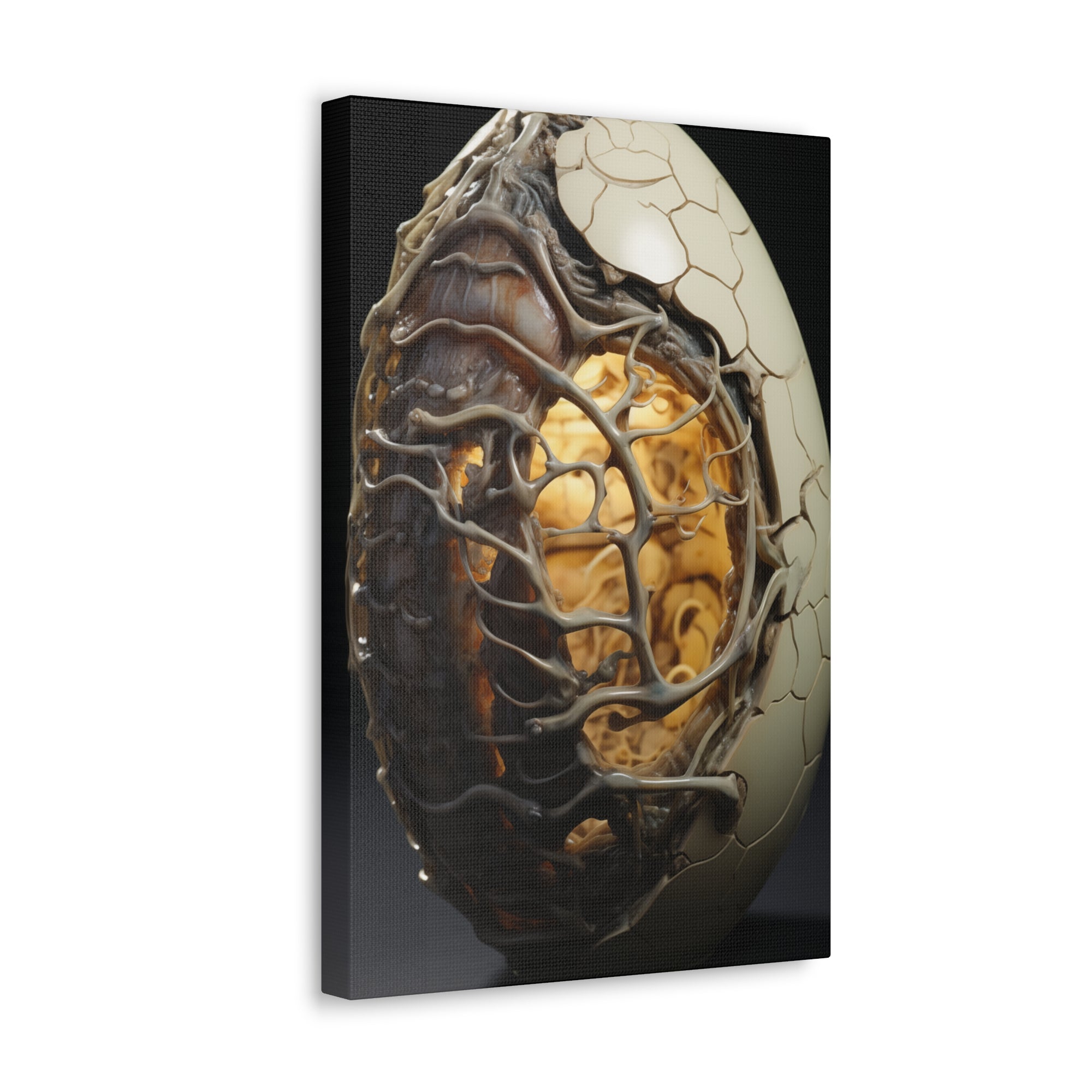 White Alien Egg 8 Canvas Wall Art - SynthFrame