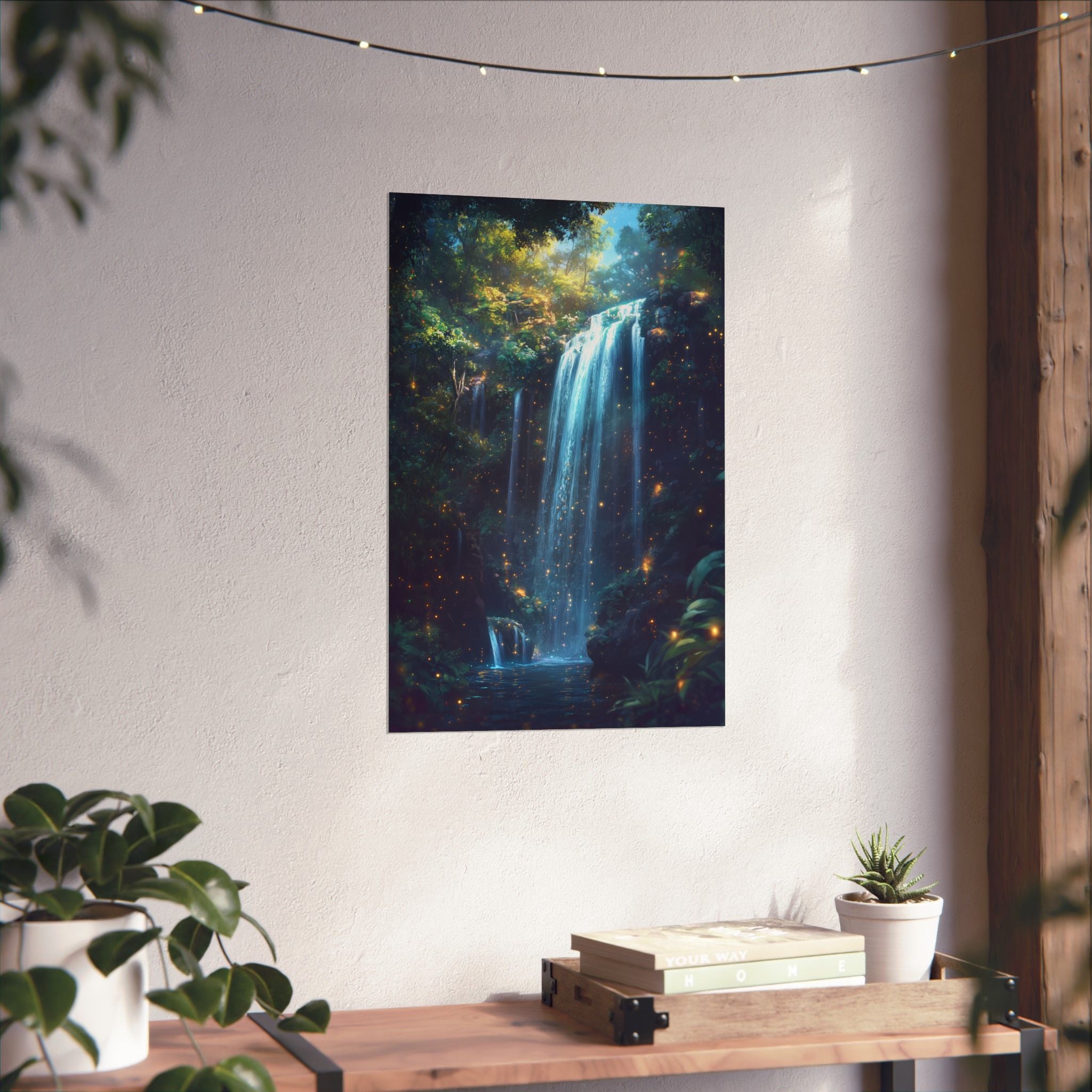 Enchanted Waterfall Oasis Poster Wall Art - SynthFrame