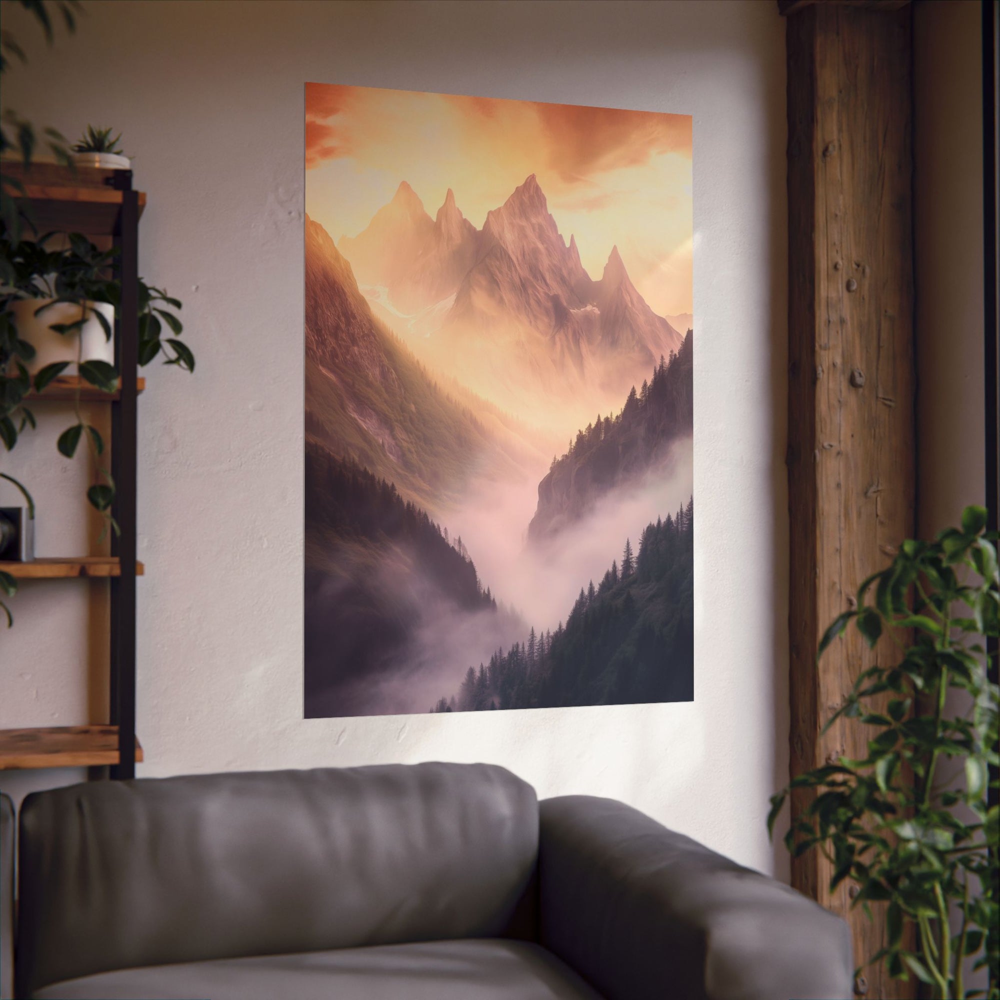 Misty Mountain Dreamscape Poster Wall Art - SynthFrame