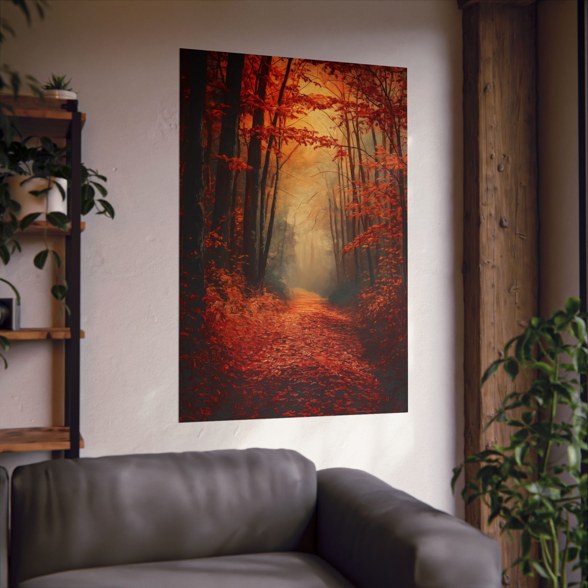 Autumn Forest Path Poster Wall Art - SynthFrame