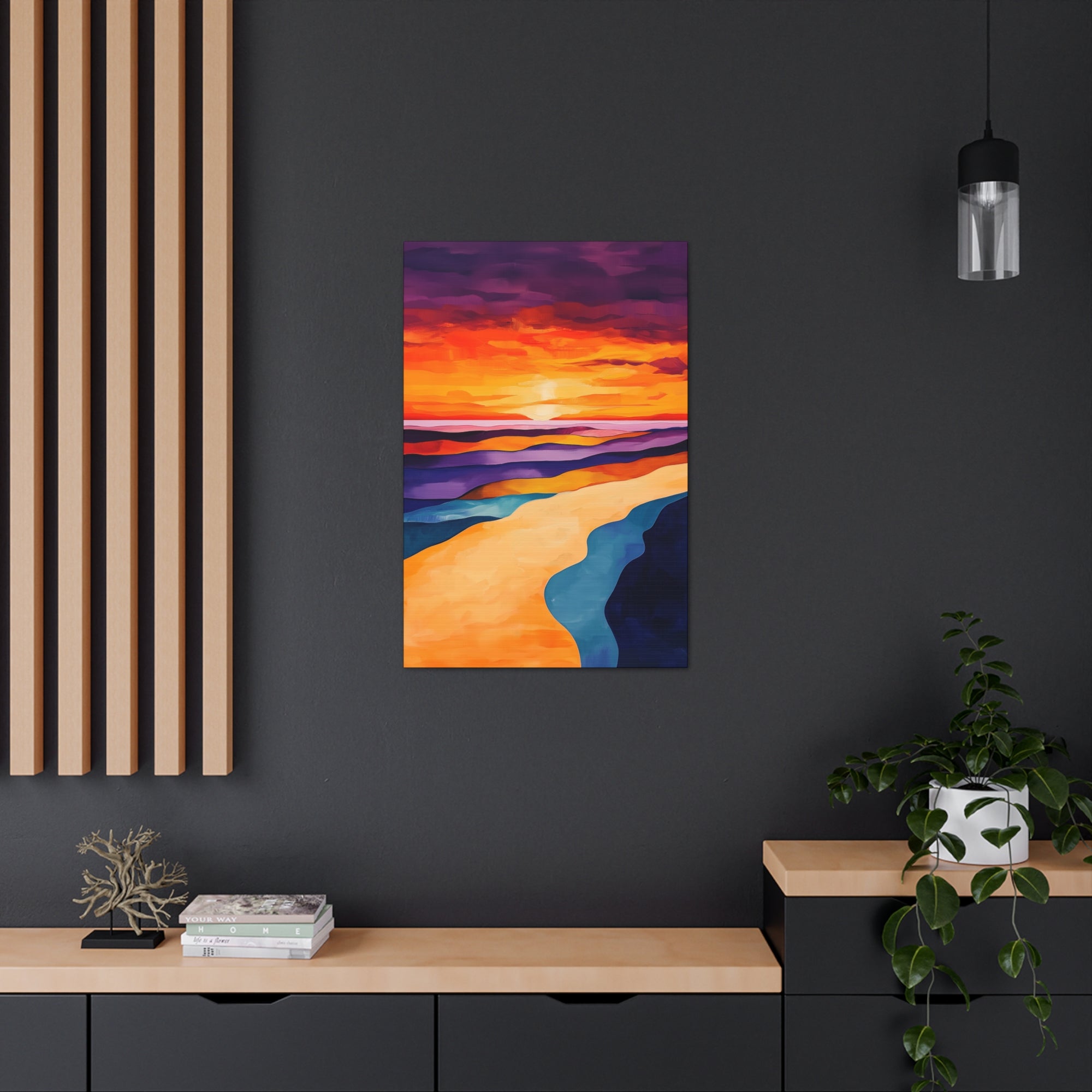 Abstract Coastal Sunset Canvas Wall Art - SynthFrame