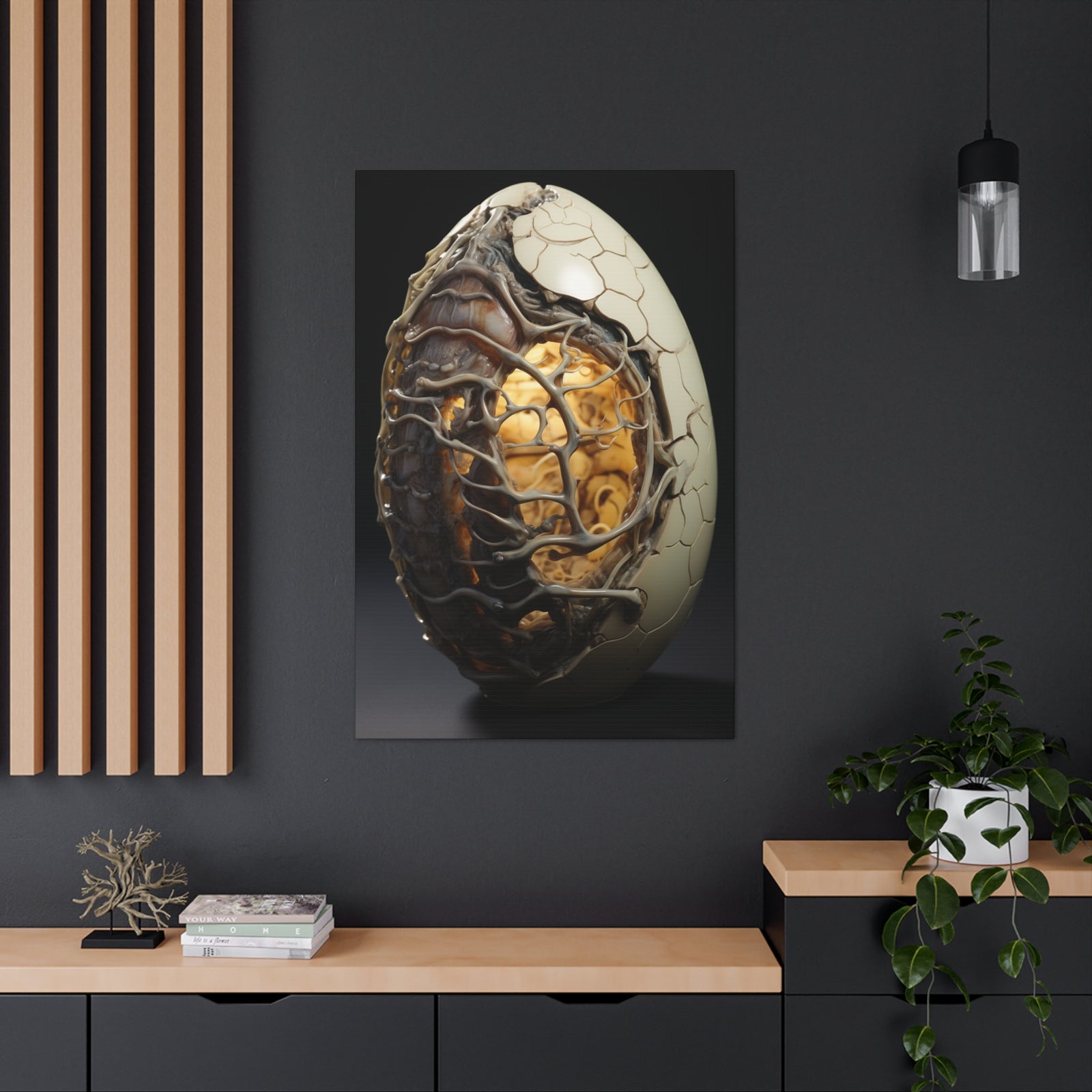 White Alien Egg 1 Canvas Wall Art - SynthFrame