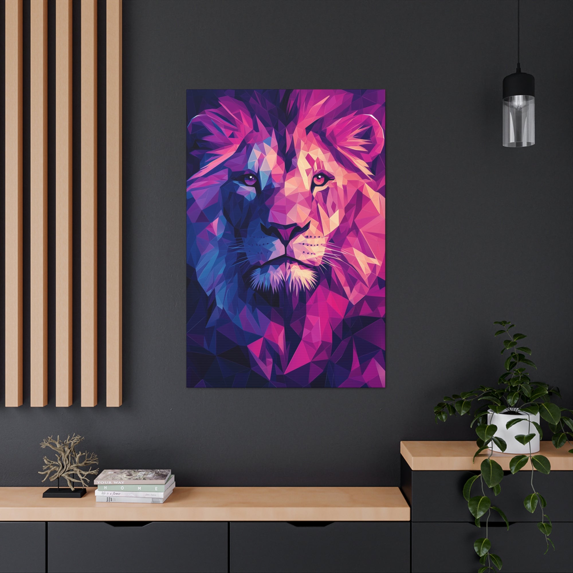 Neon Lion Canvas Wall Art - SynthFrame