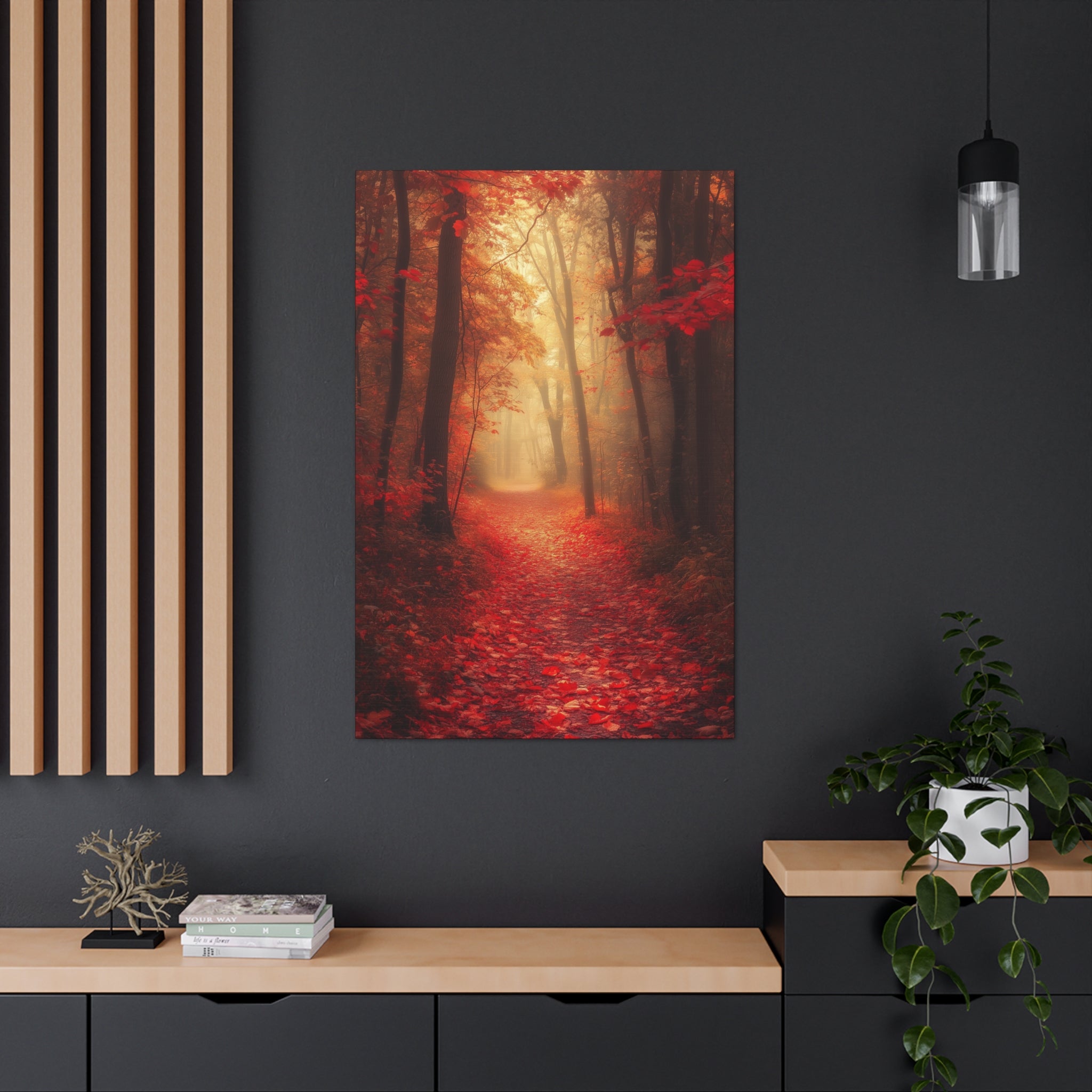 Autumn Forest Path Canvas Wall Art - SynthFrame