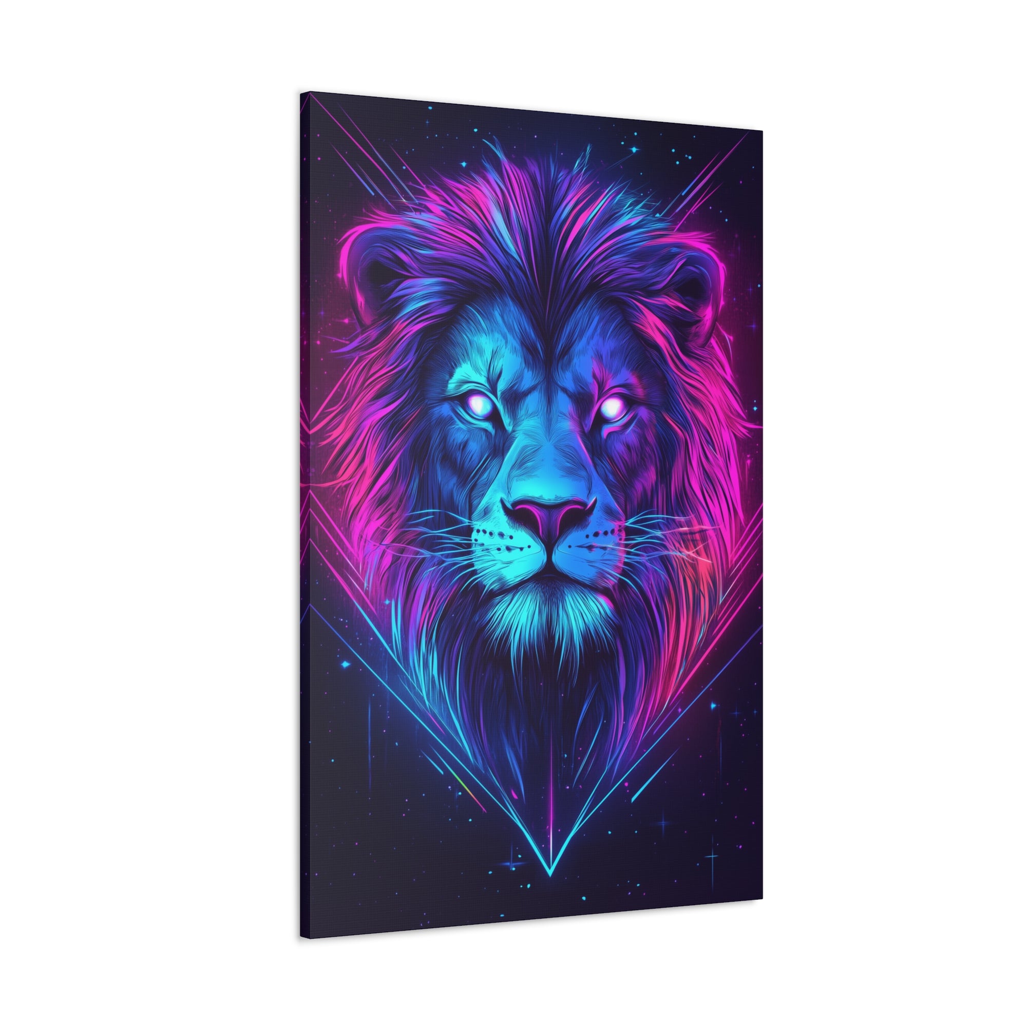 Neon Lion Canvas Wall Art - SynthFrame