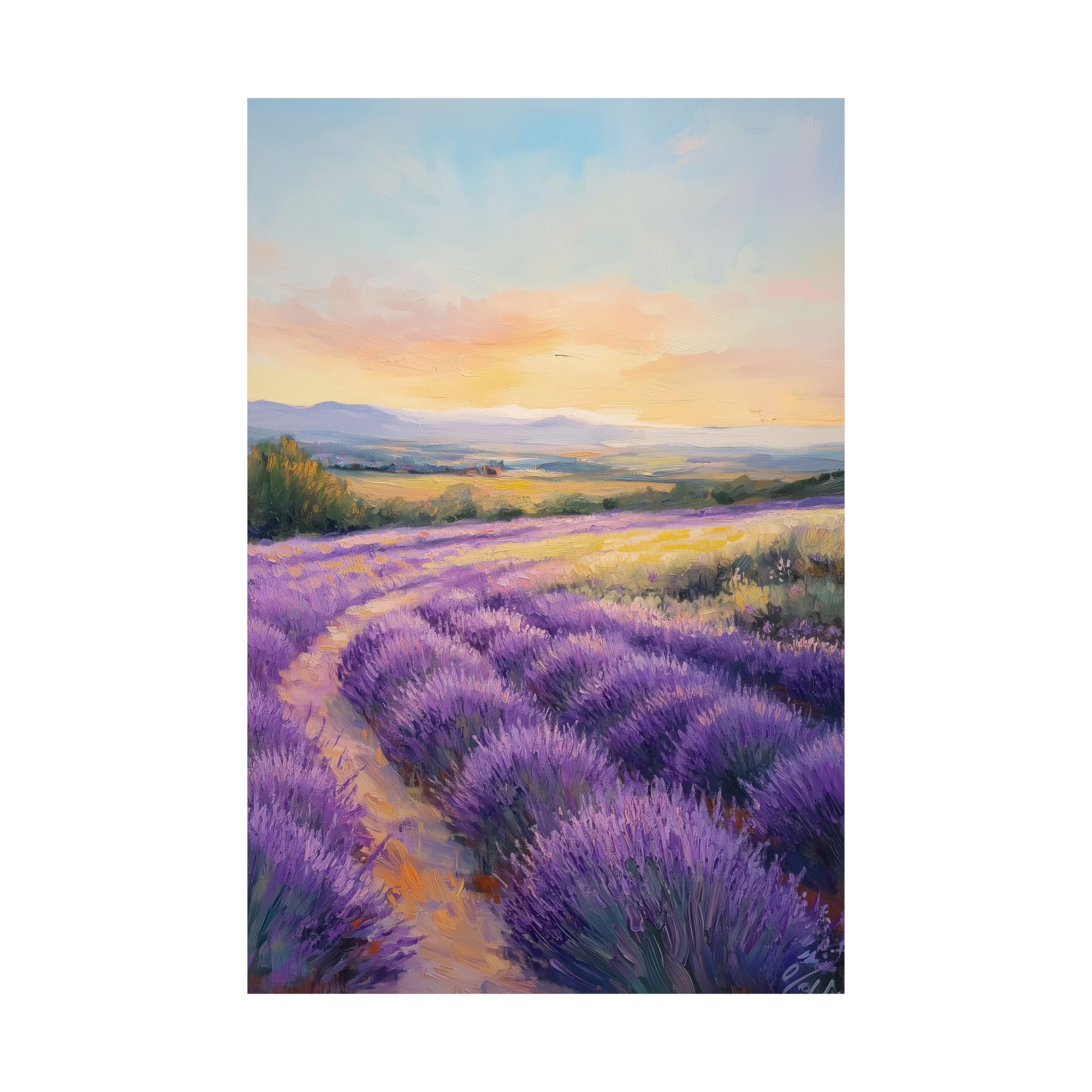 Impressionist Lavender Fields Poster Wall Art - SynthFrame