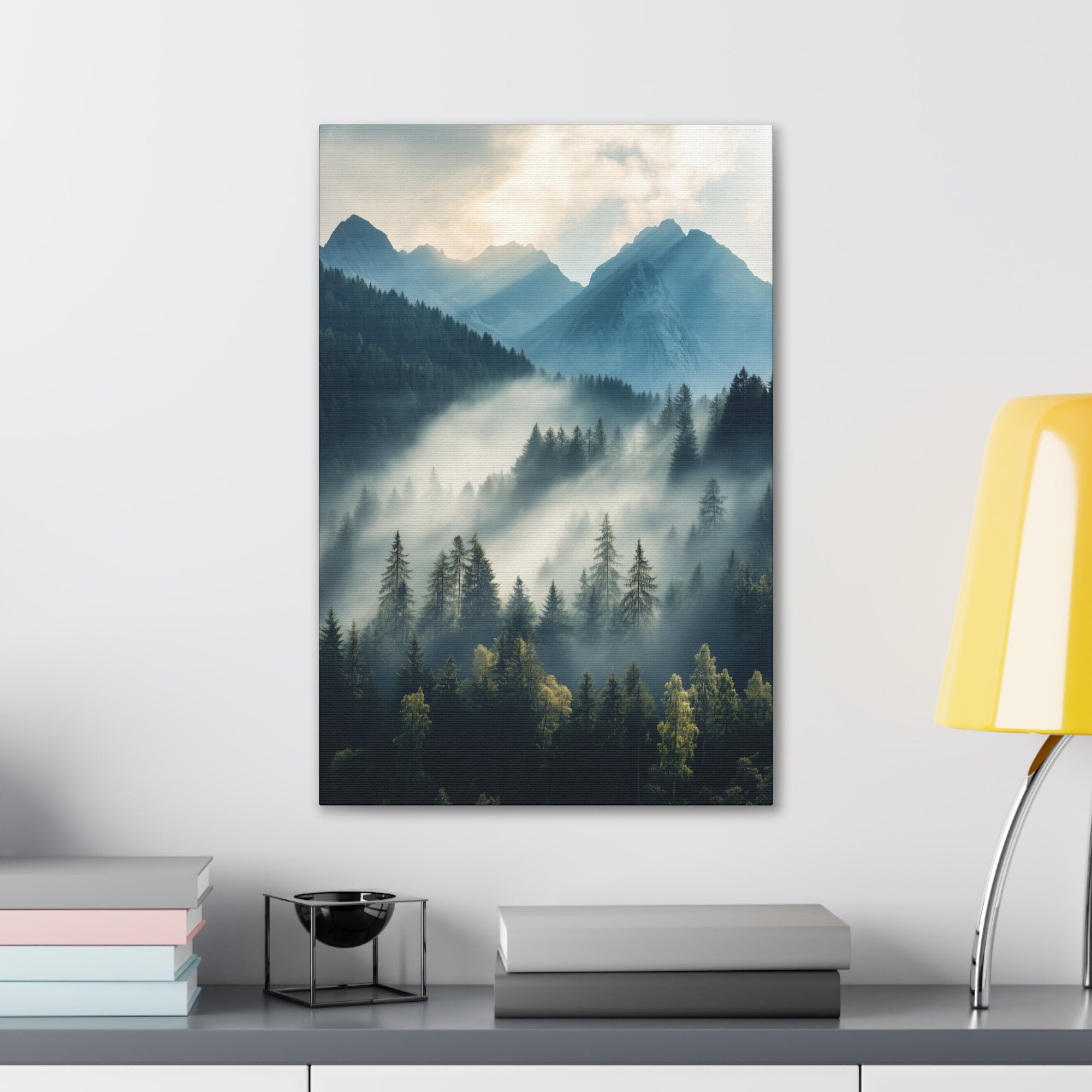 Misty Mountain Dreamscape Canvas Wall Art - SynthFrame