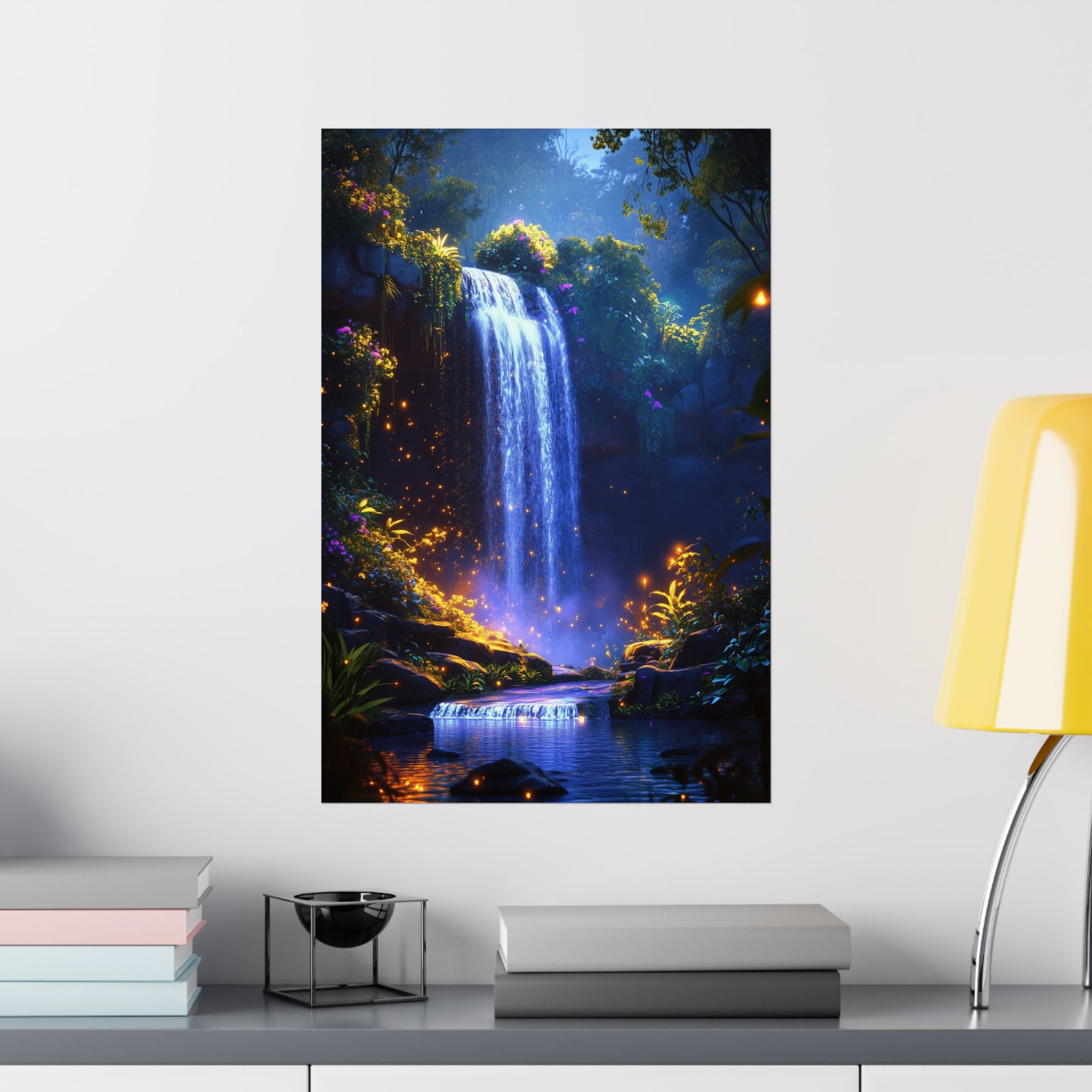 Enchanted Waterfall Oasis Poster Wall Art - SynthFrame