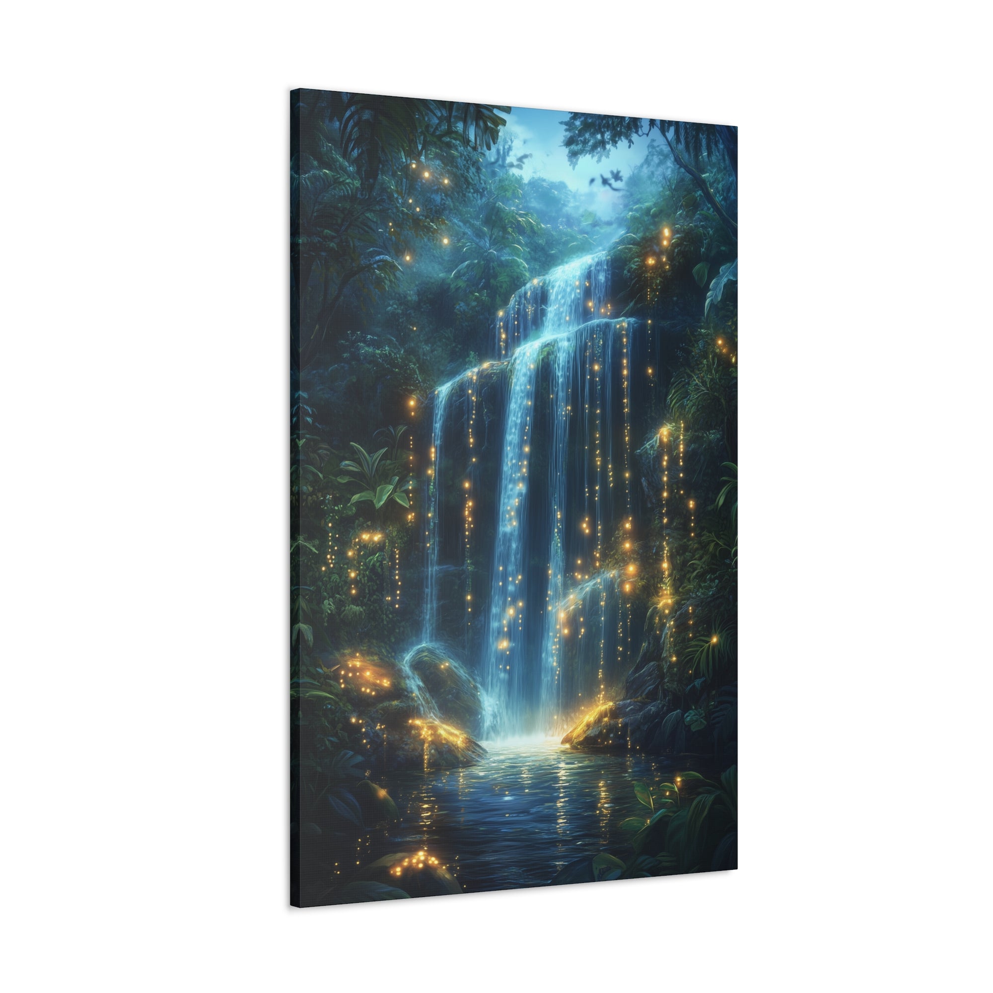 Enchanted Waterfall Oasis Canvas Wall Art - SynthFrame