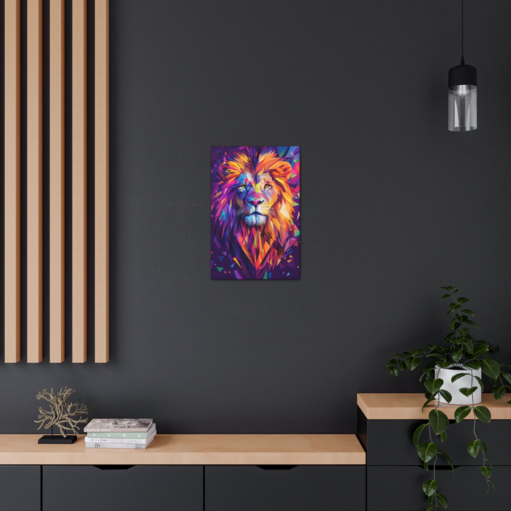 Crystalline Lion Canvas Wall Art - SynthFrame