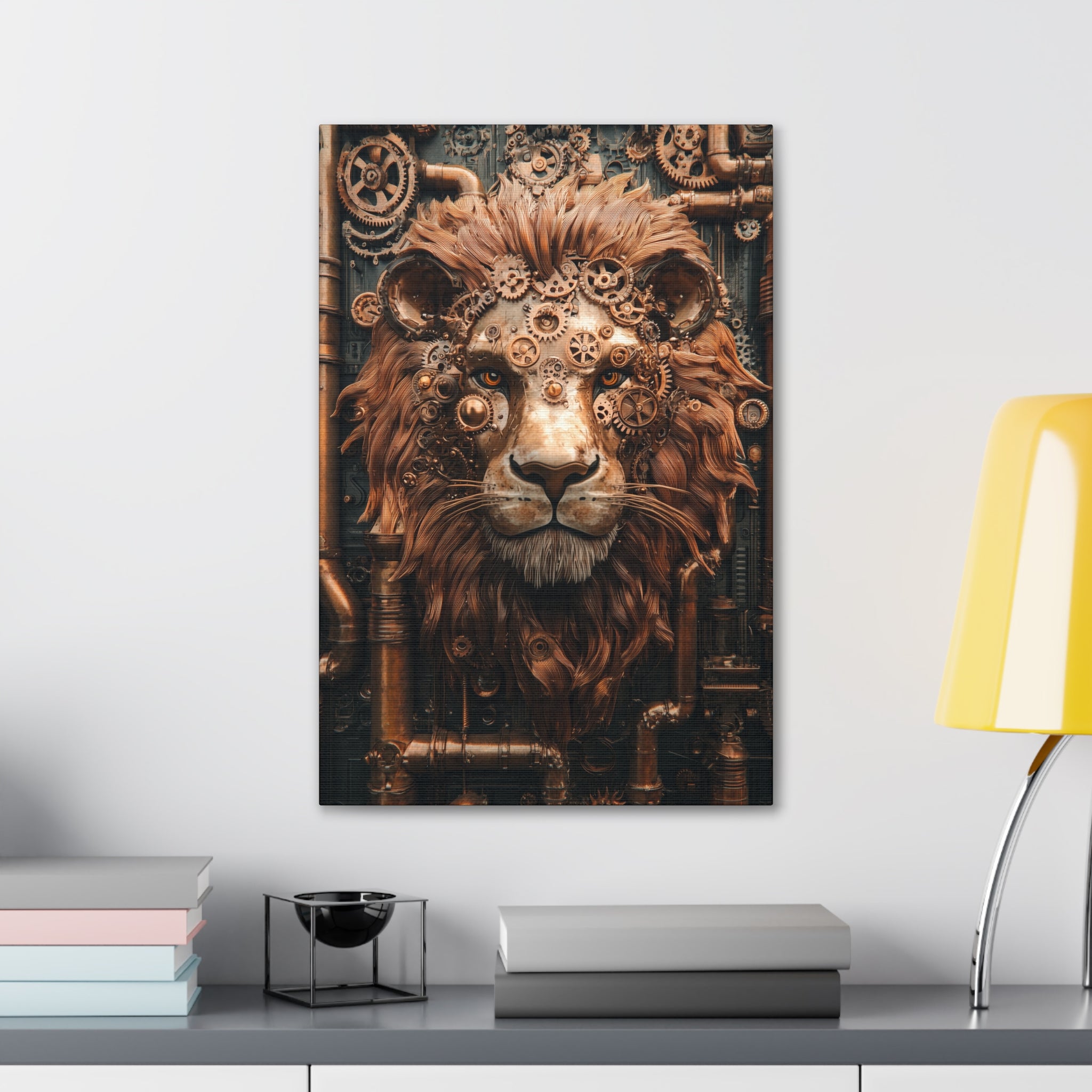 Steampunk Lion Canvas Wall Art - SynthFrame