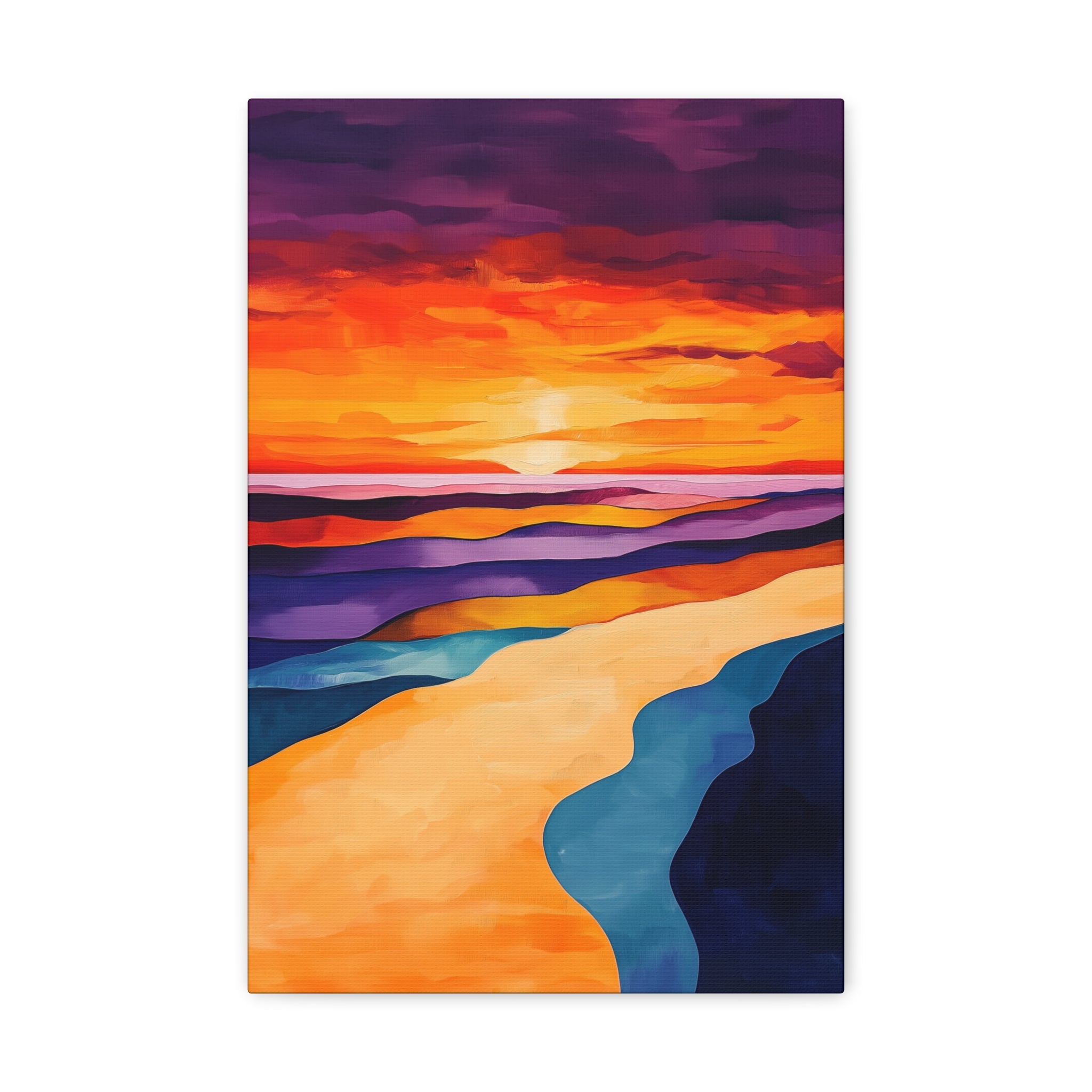 Abstract Coastal Sunset Canvas Wall Art - SynthFrame