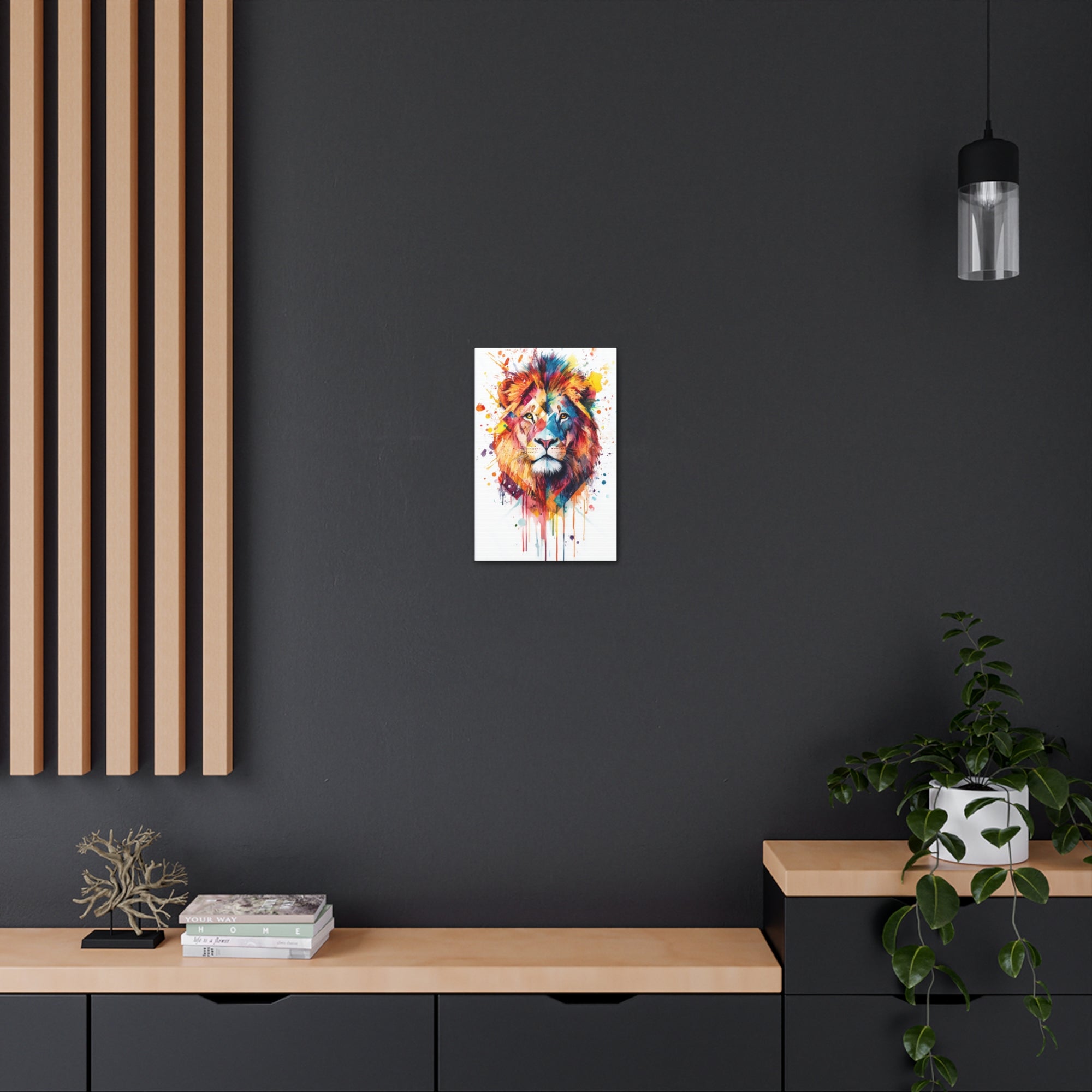 Watercolor Lion Canvas Wall Art - SynthFrame