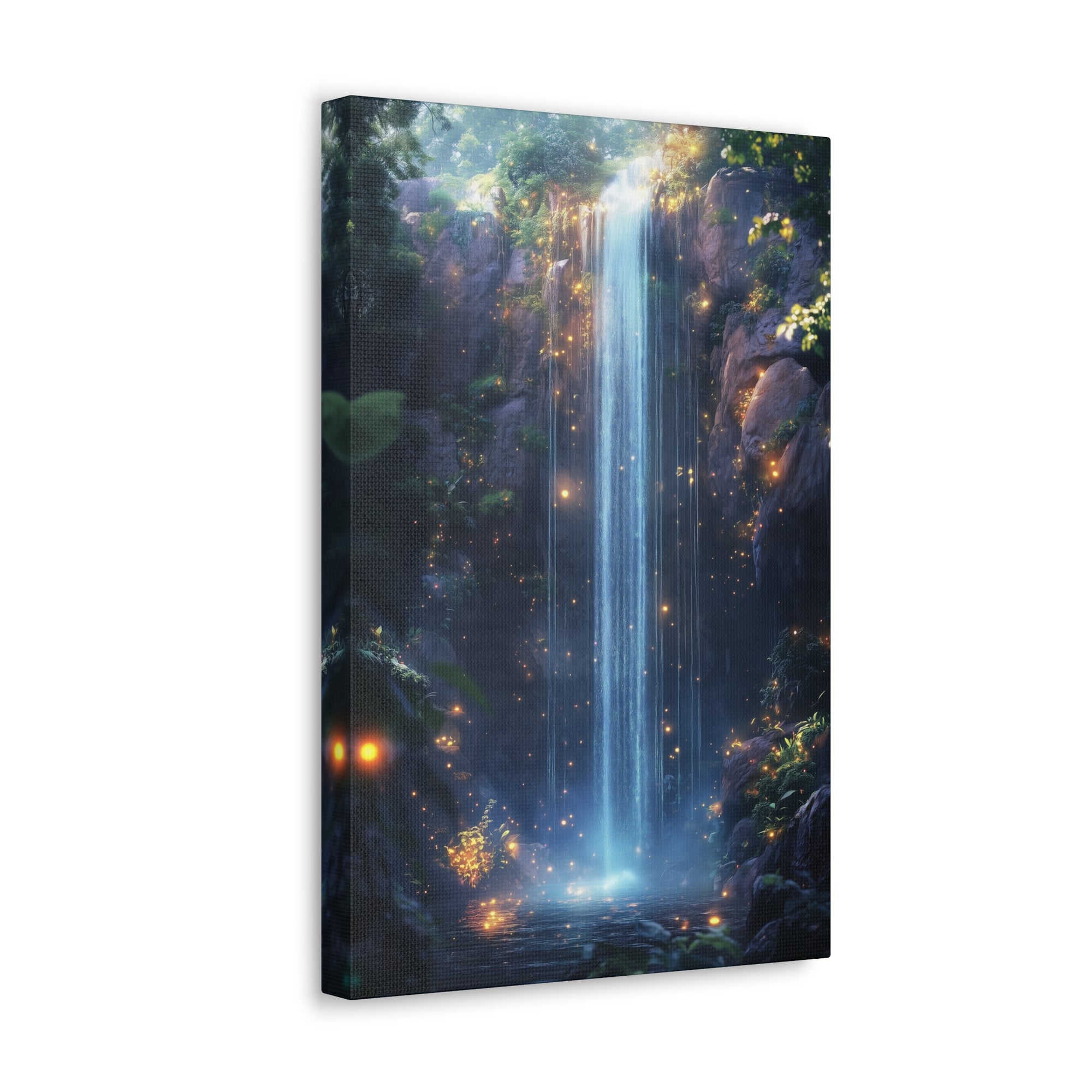 Enchanted Waterfall Oasis Canvas Wall Art - SynthFrame