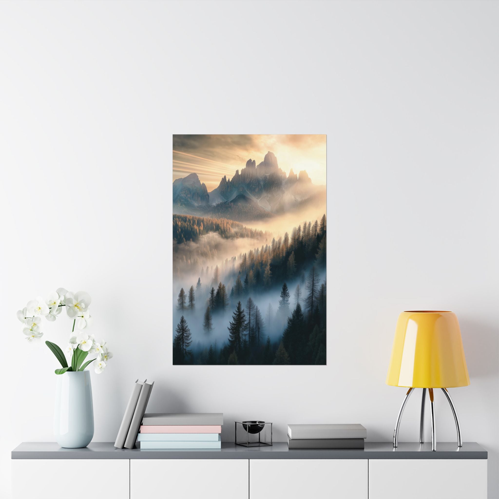 Misty Mountain Dreamscape Poster Wall Art - SynthFrame