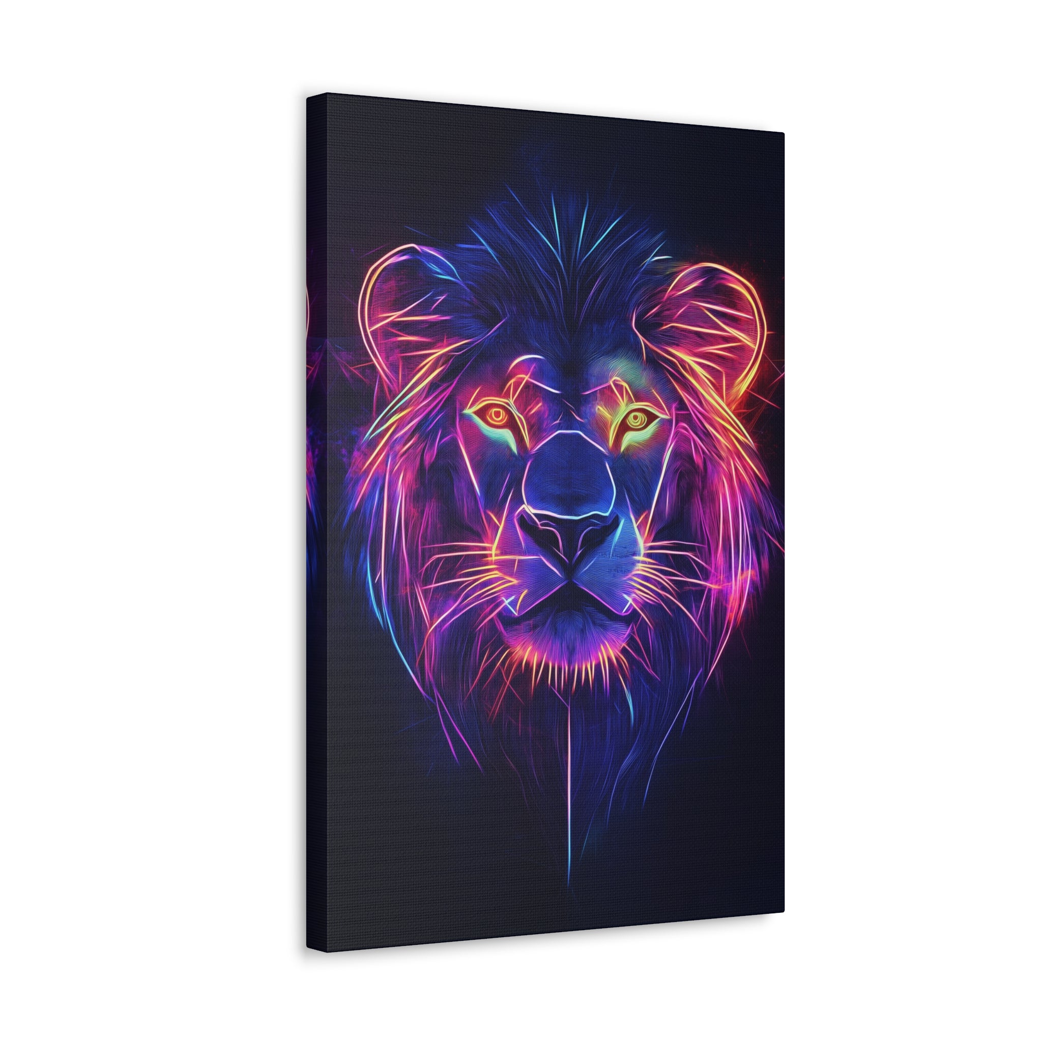 Neon Lion Canvas Wall Art - SynthFrame