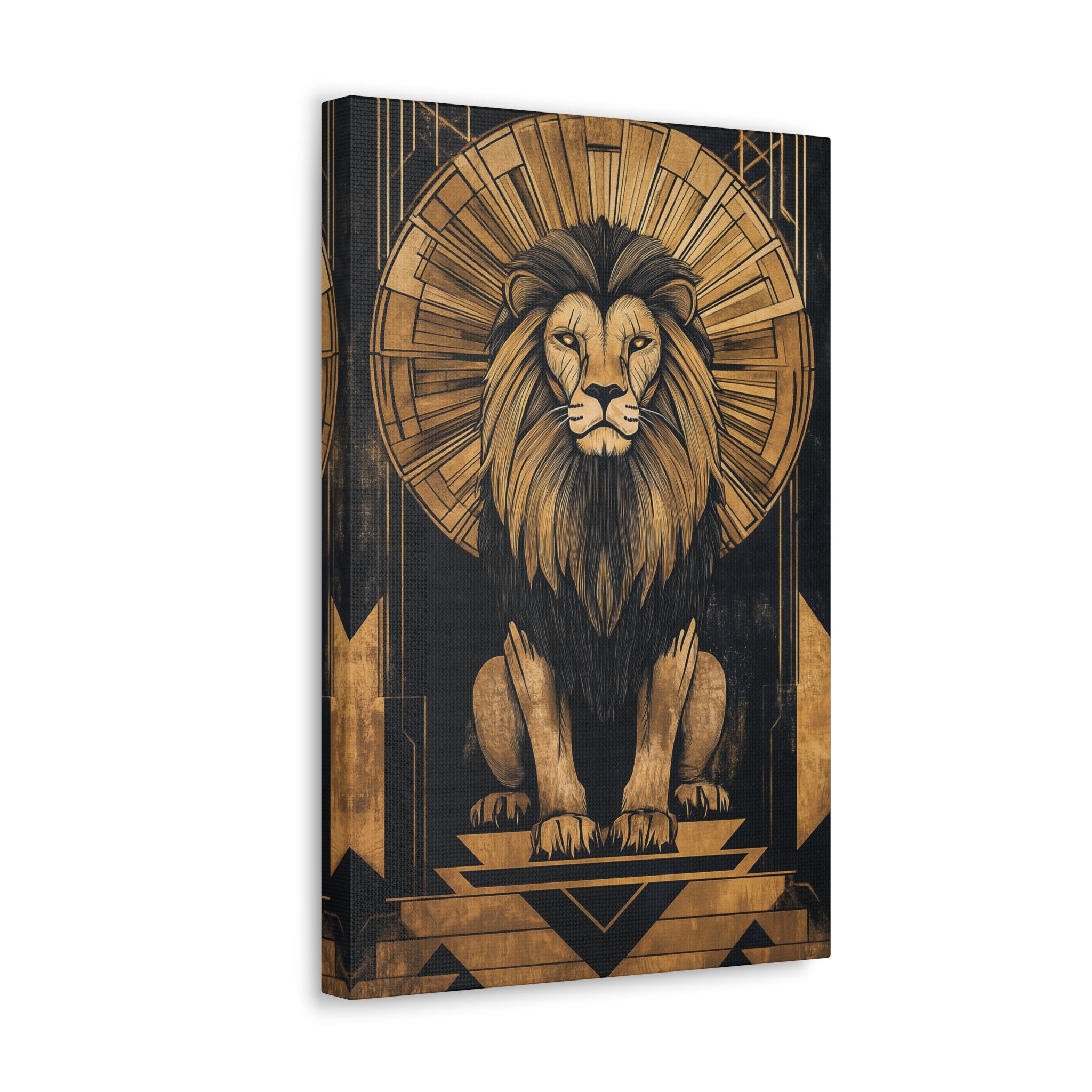 Gilded Lion Canvas Wall Art - SynthFrame