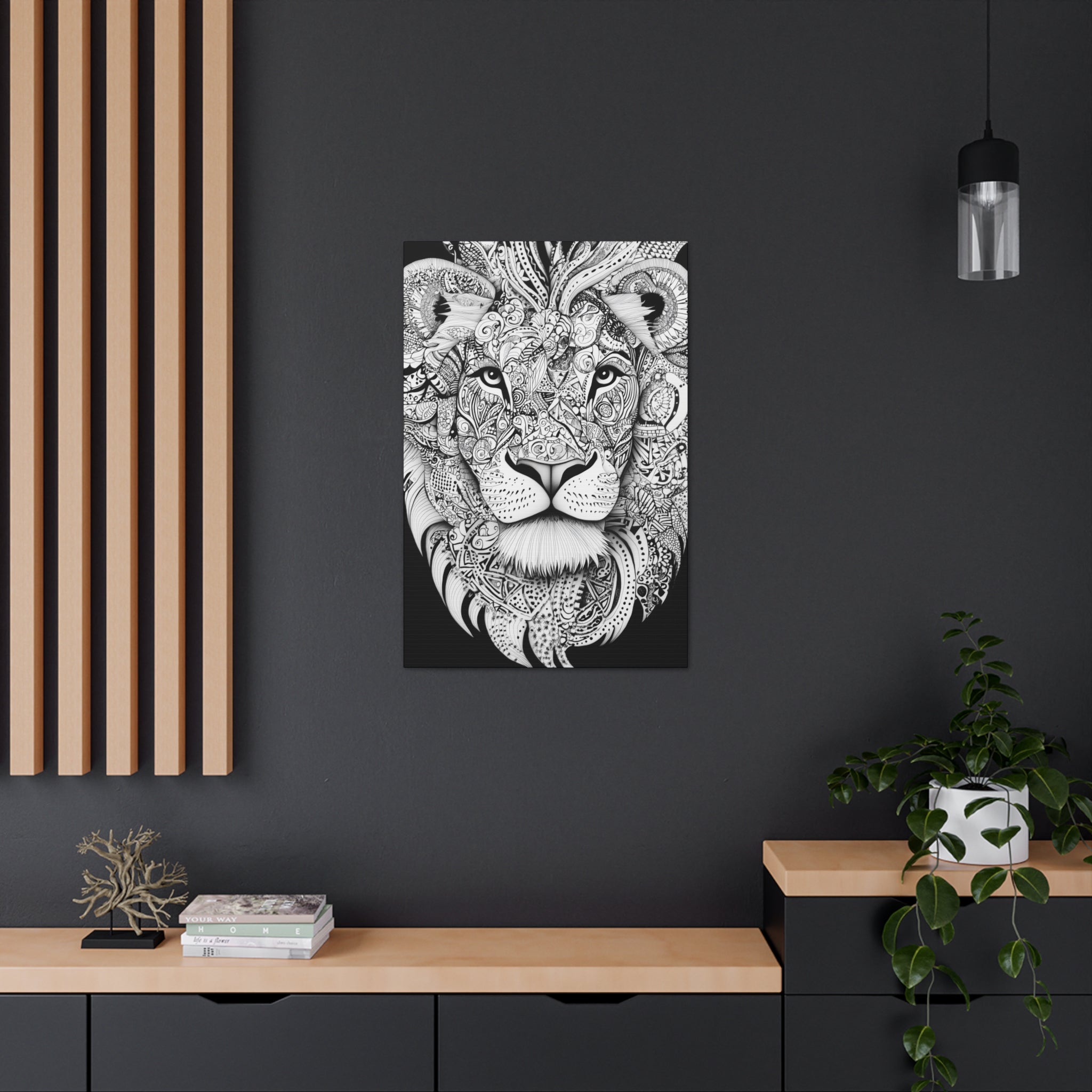 Zentangle Lion Canvas Wall Art - SynthFrame