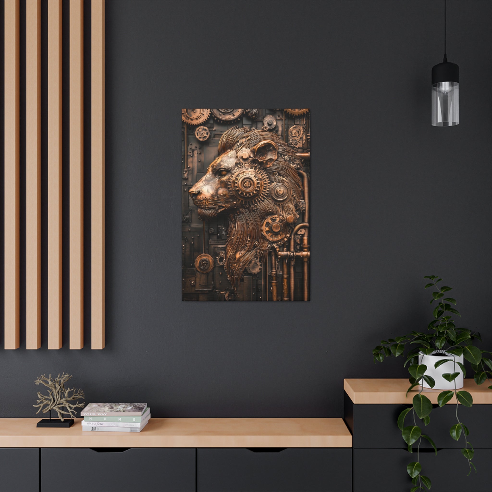 Steampunk Lion Canvas Wall Art - SynthFrame