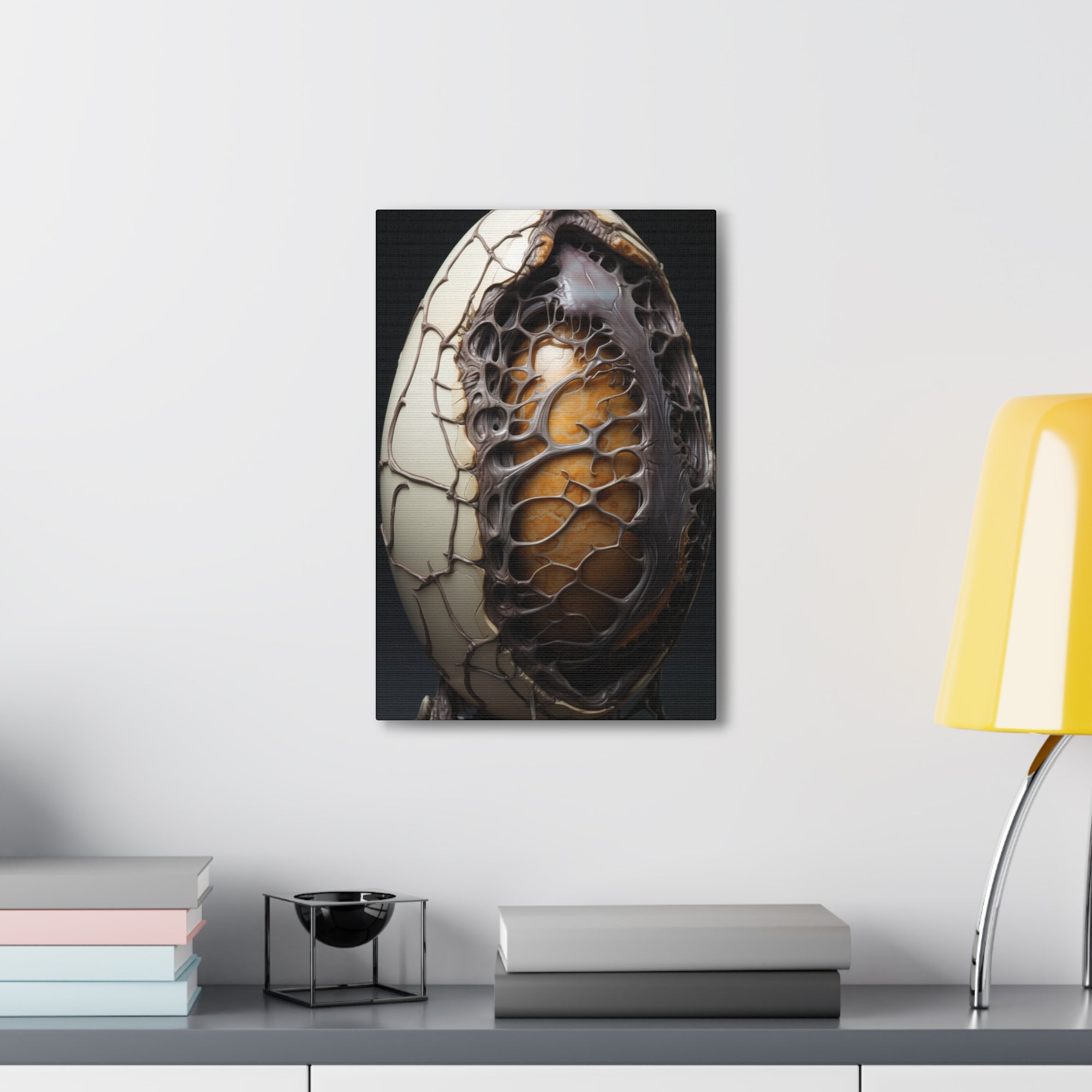 White Alien Egg 2 Canvas Wall Art - SynthFrame