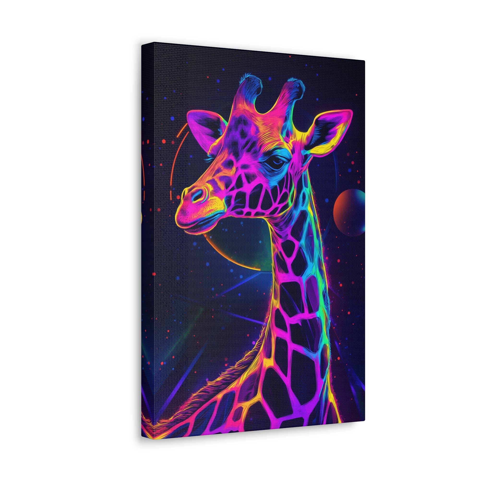 Neon Giraffe Canvas Wall Art - SynthFrame