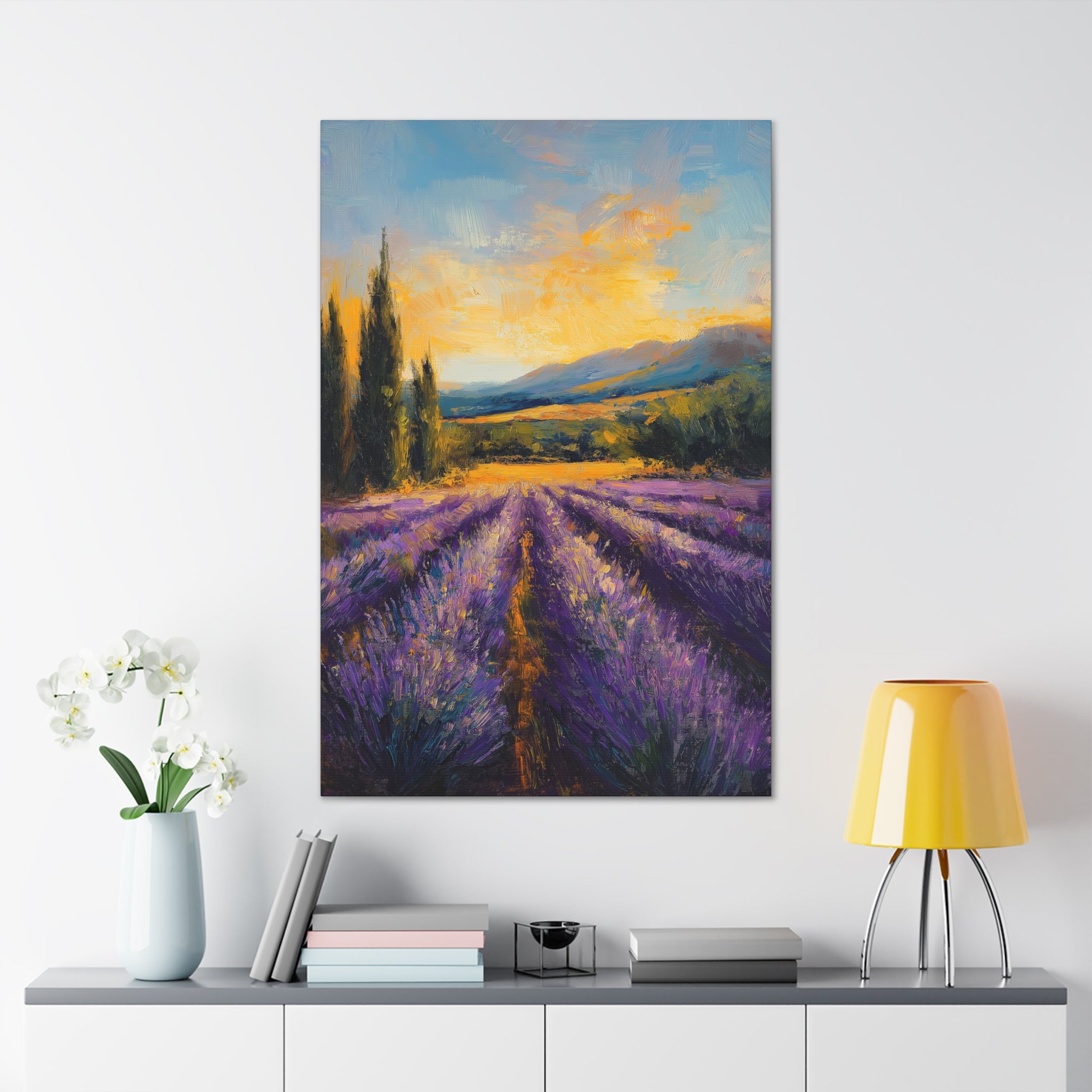 Impressionist Lavender Fields Canvas Wall Art - SynthFrame