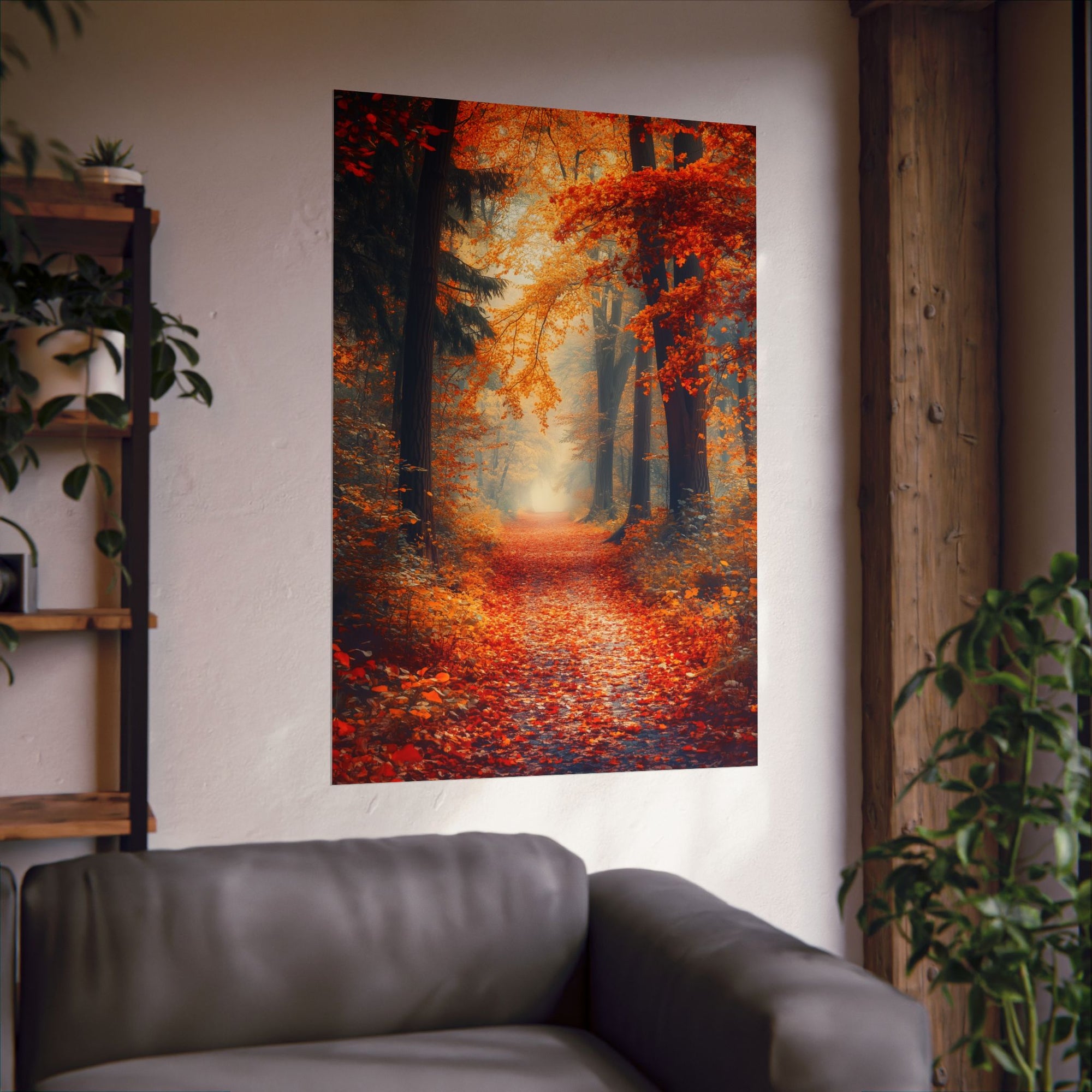 Autumn Forest Path Poster Wall Art - SynthFrame